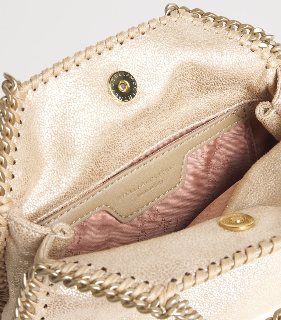 Tiny Faux Leather Falabella Tote Bag T701 GOLD Image 4