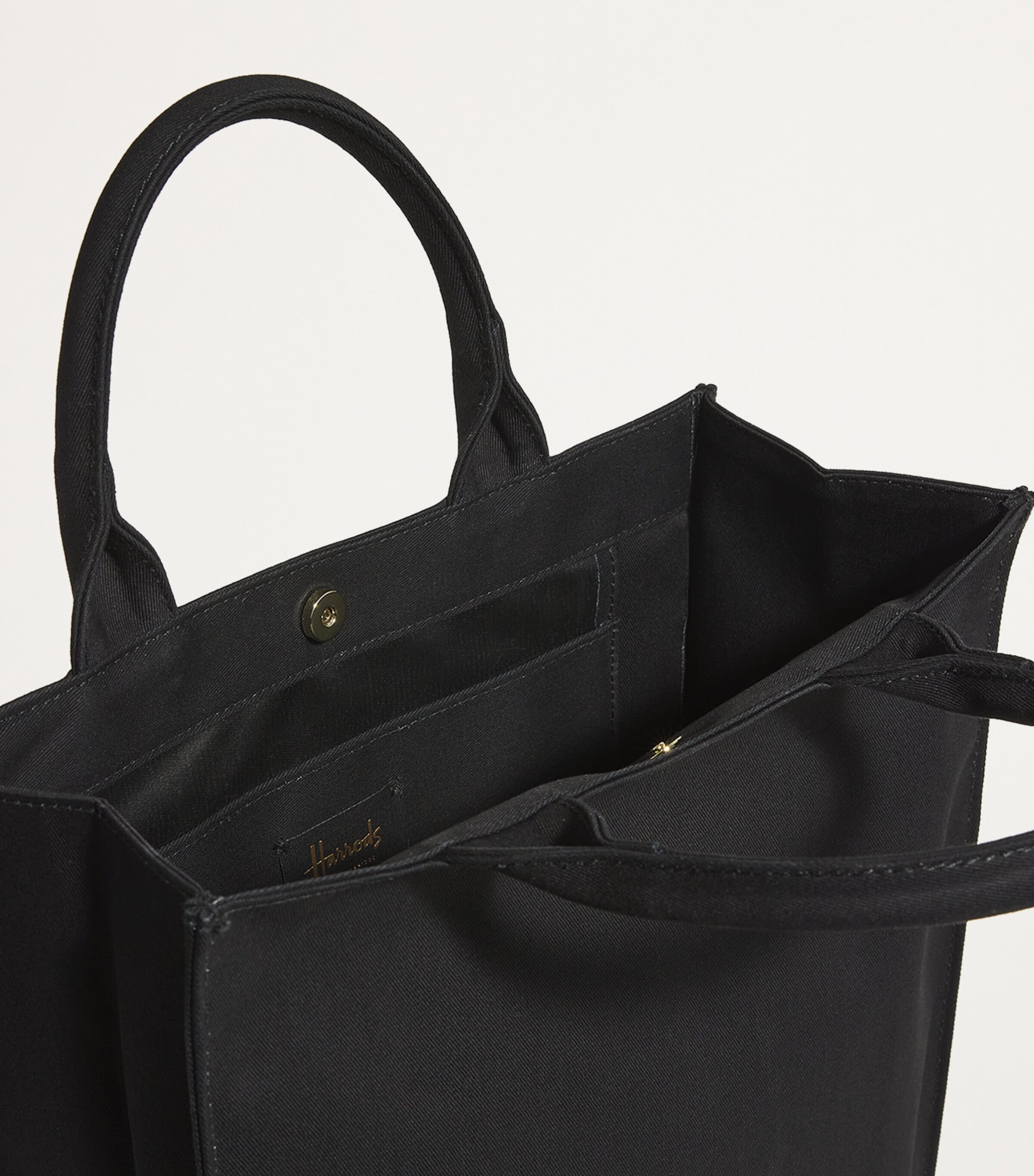 Harrods Medium Cotton Logo Tote Bag Black Image 4