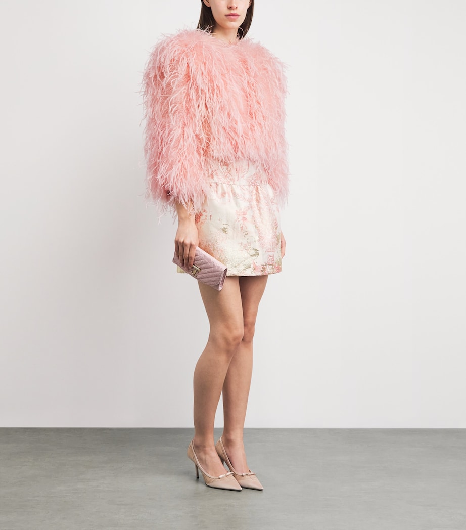 Alice+Olivia Womens Ostrich Feather Kidman Jacket En Rose Toile Image 2