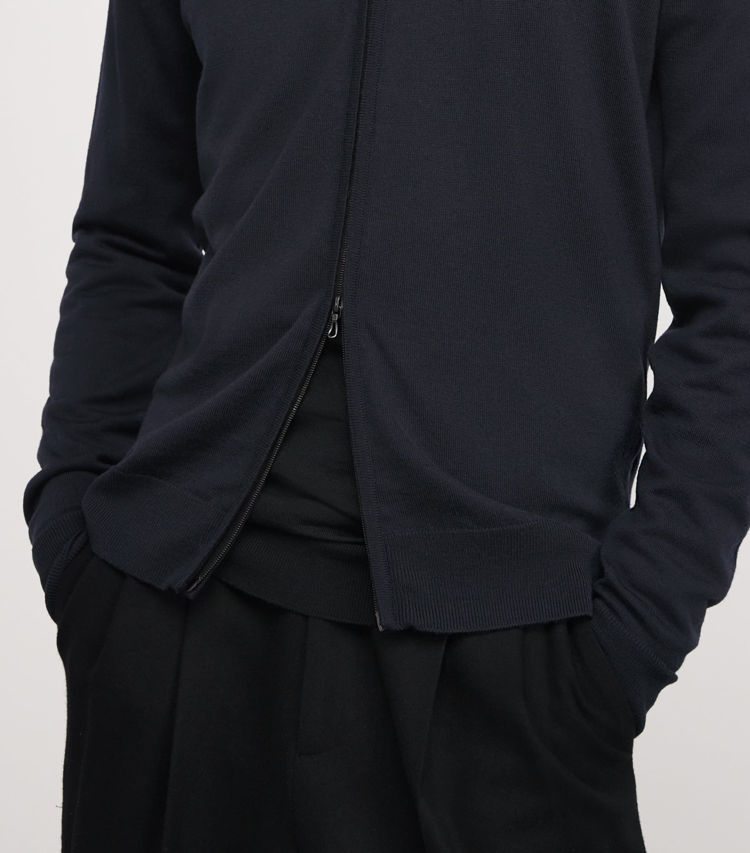 Extra Fine Merino Wool Zip-Up Sweater MIDNIGHT Image 6