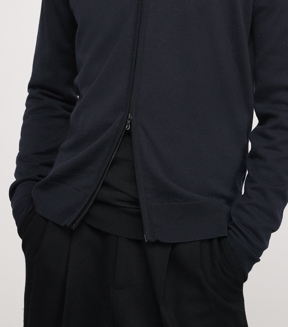 Extra Fine Merino Wool Zip-Up Sweater MIDNIGHT Image 6