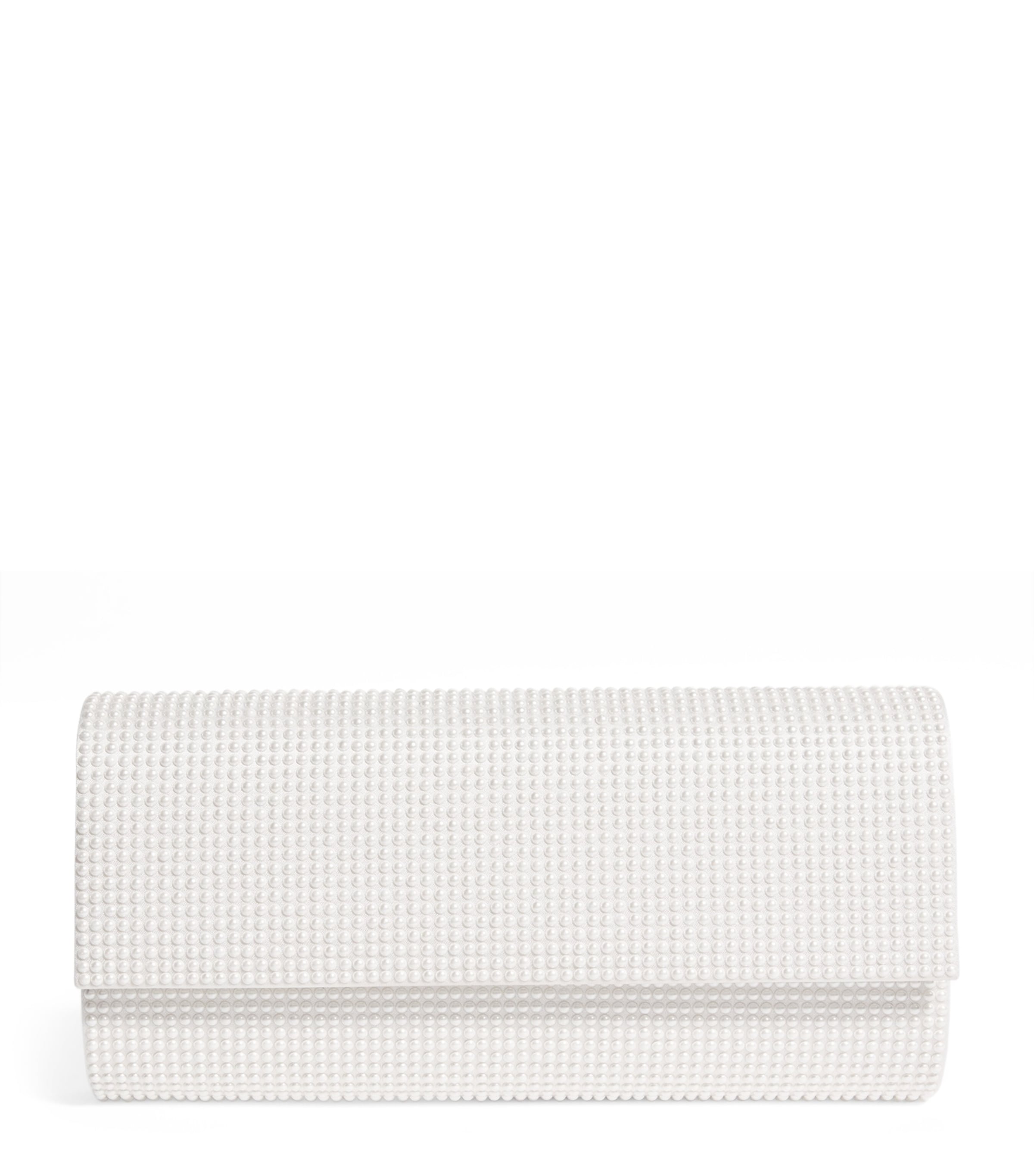 Judith Leiber Satin Pearlised Perry Clutch Bag In Ivory