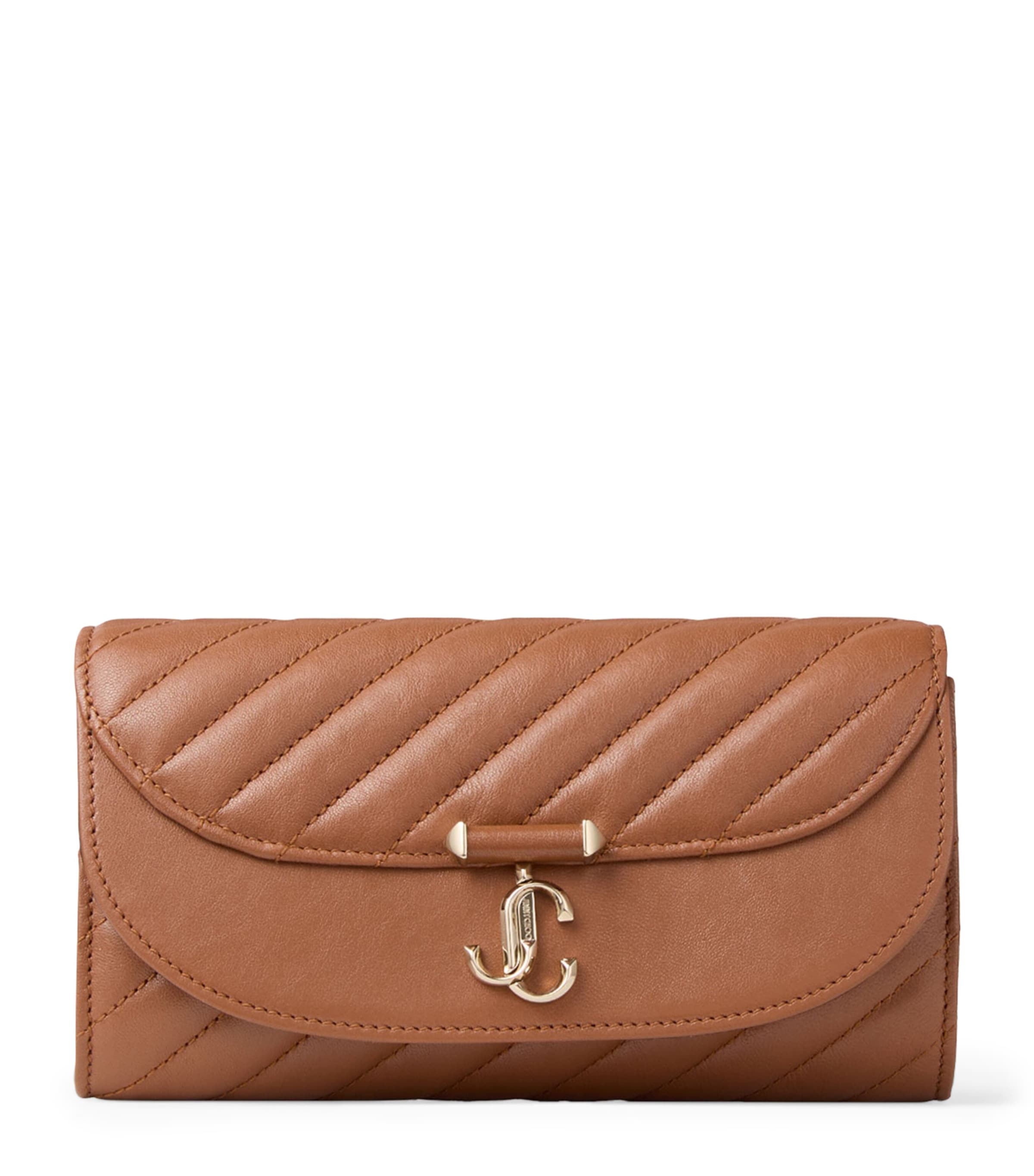 Jimmy Choo Curve Leather Chain Wallet Tan/shiny Gold Image 1