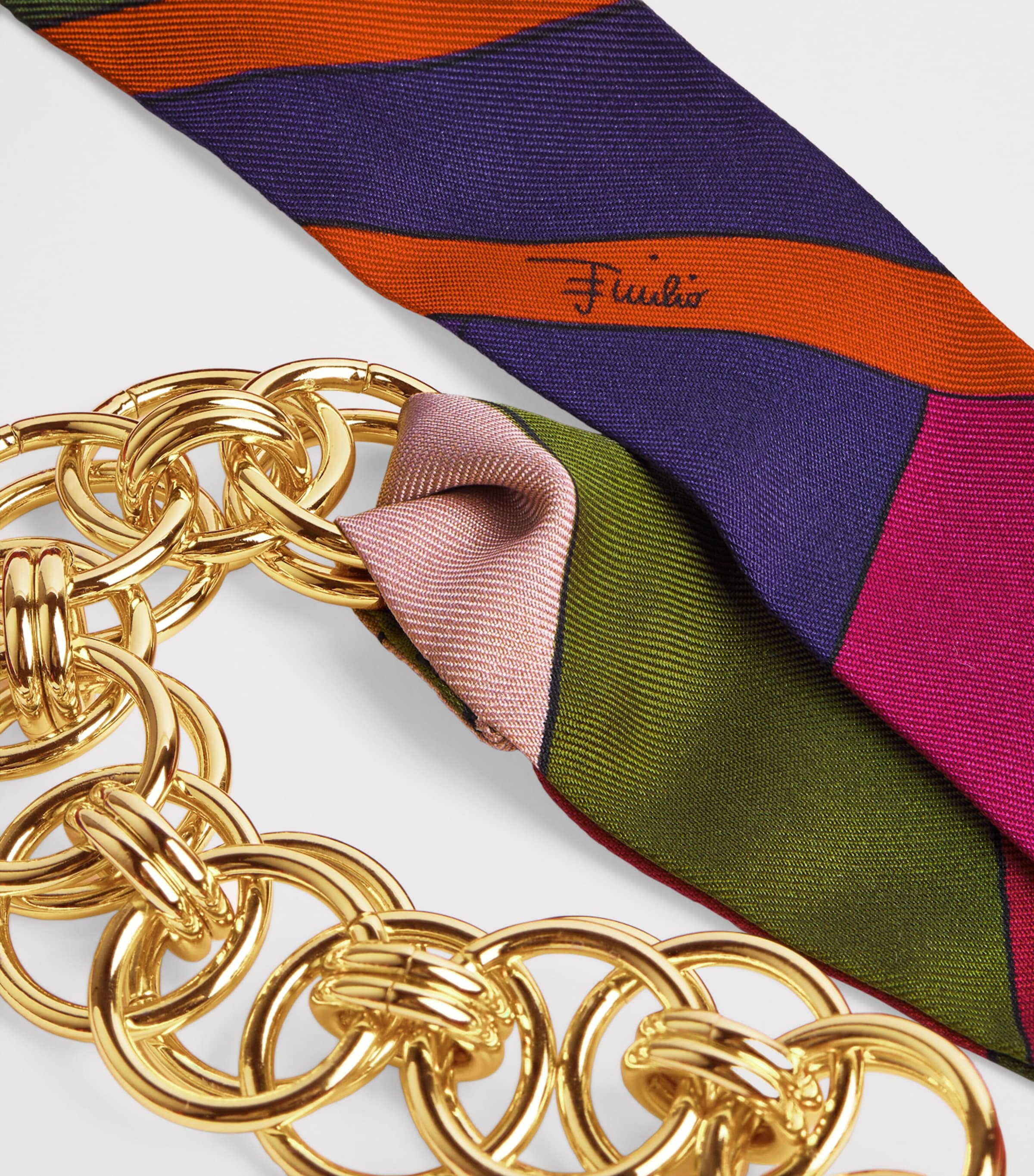 Silk Iride Print Scarf Necklace N01 Image 5