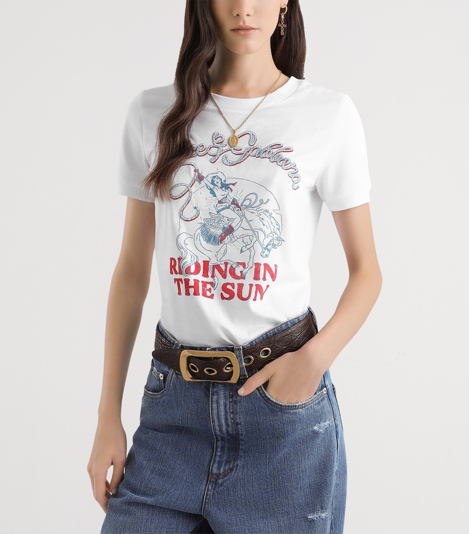 Dolce&Gabbana Womens Cotton Logo T-Shirt Opti Image 4