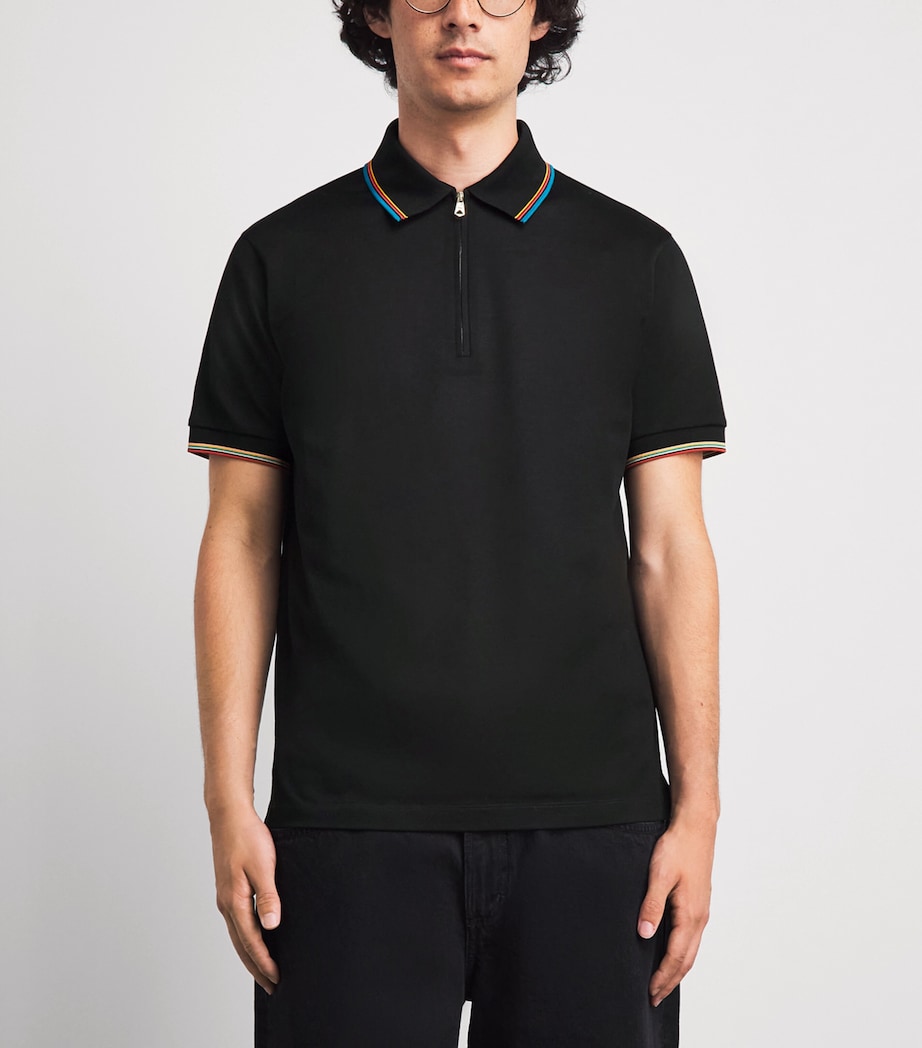 Paul Smith Mens Signature Stripe Zip-Up Polo Shirt Image 4
