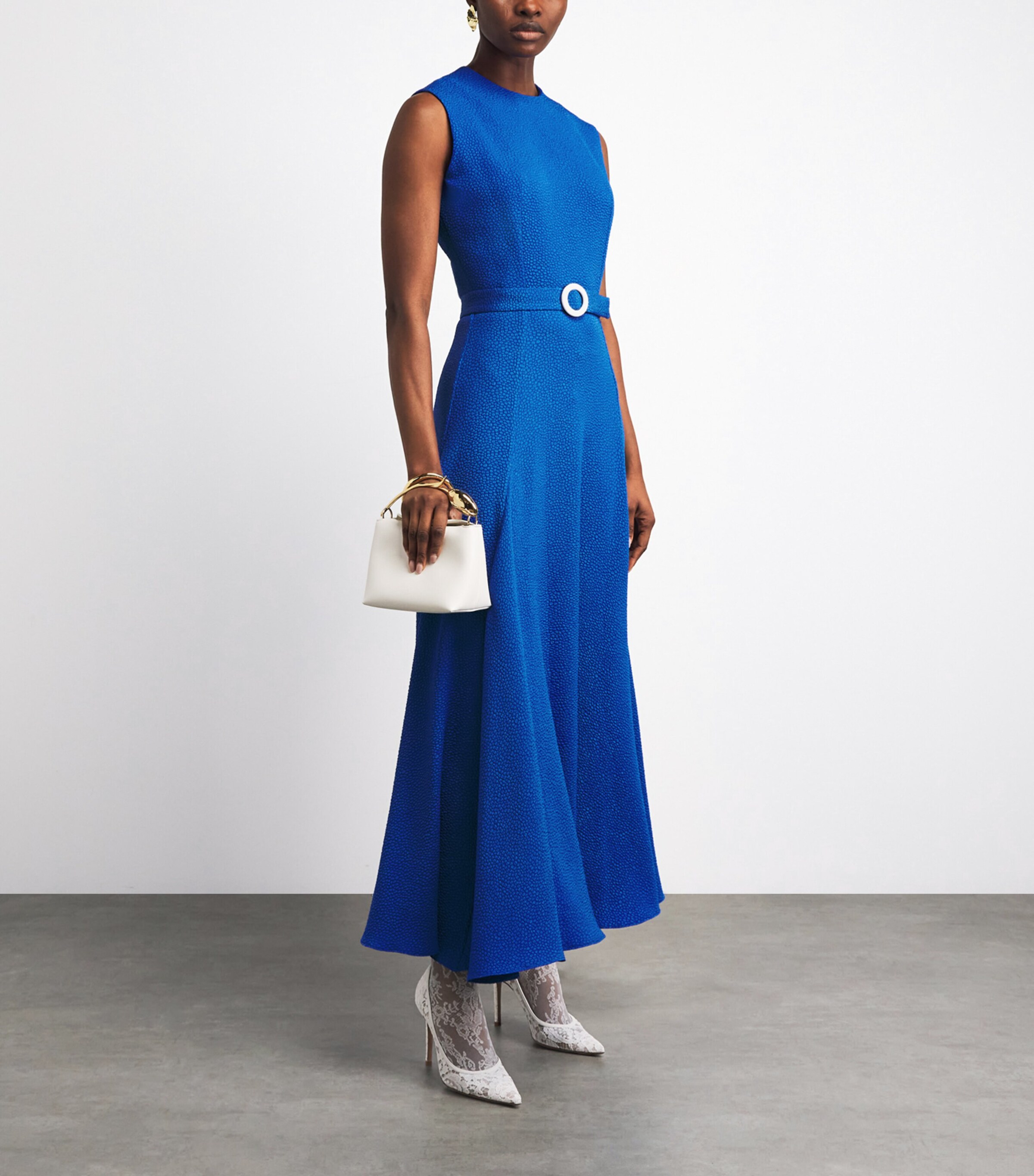 Edeline Lee Womens Jacquard Jete Midi Dress Royal Blue Image 2