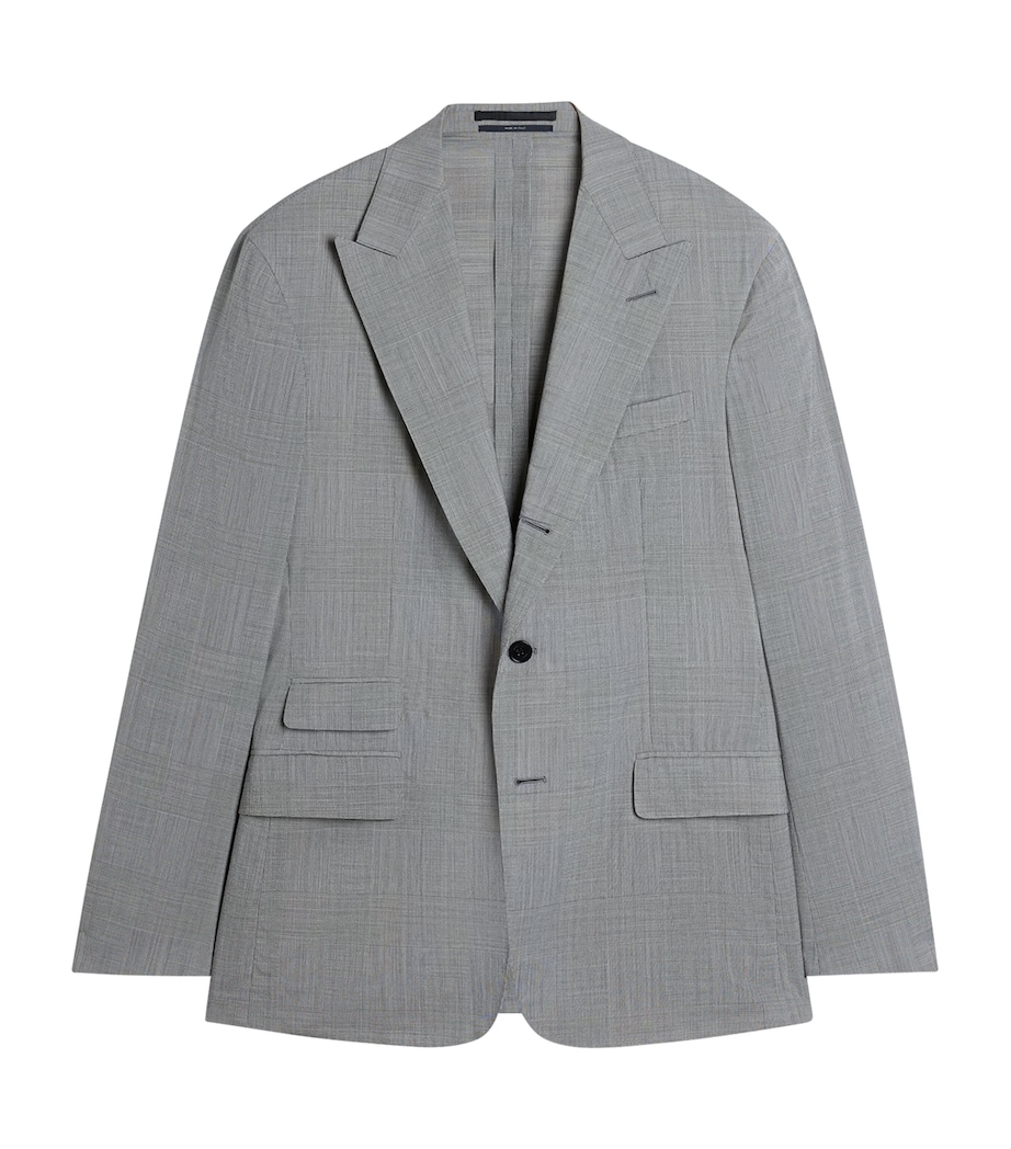 Dunhill Mens Wool-Blend Single-Breasted Blazer White Image 1