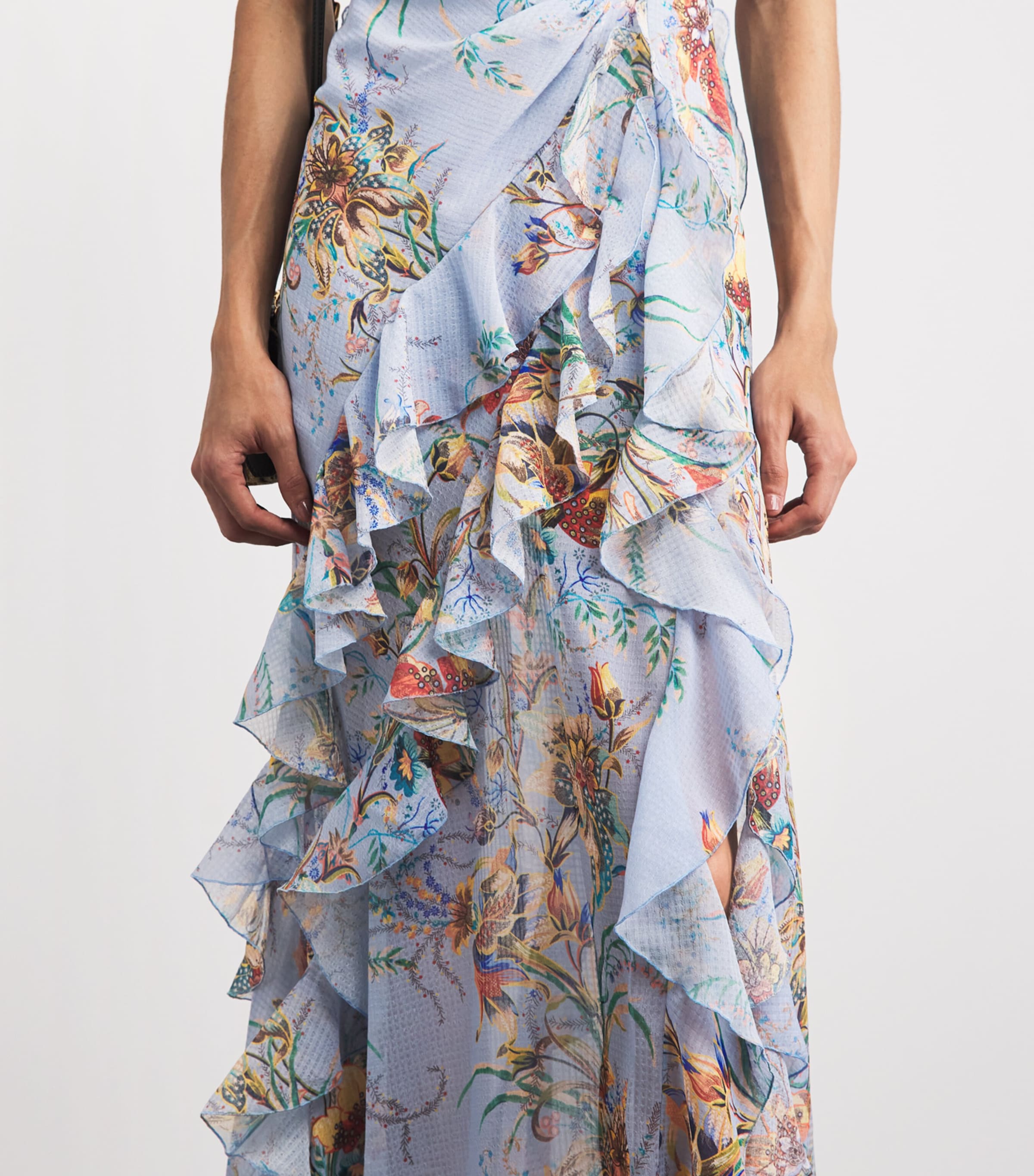 Etro Womens Ruffled Floral Maxi Dress Prnt/pl Blu Bs Image 3