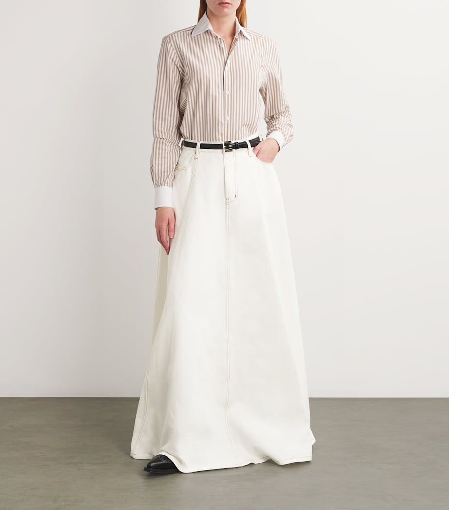 FRAME Womens x Carolina Herrera Denim Maxi Skirt White Image 2