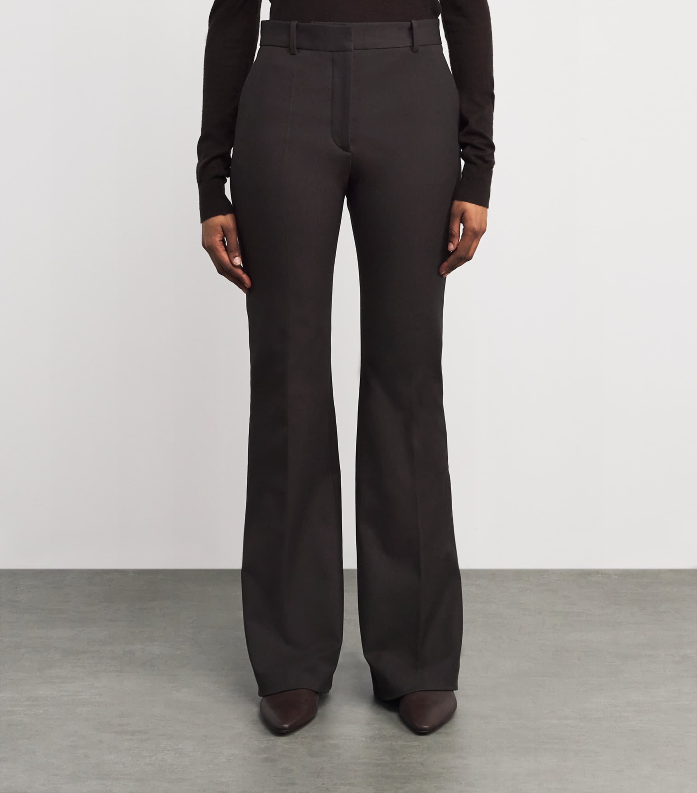 Joseph Womens Stretch-Gabardine Tafira Flared Trousers Cocoa Image 3