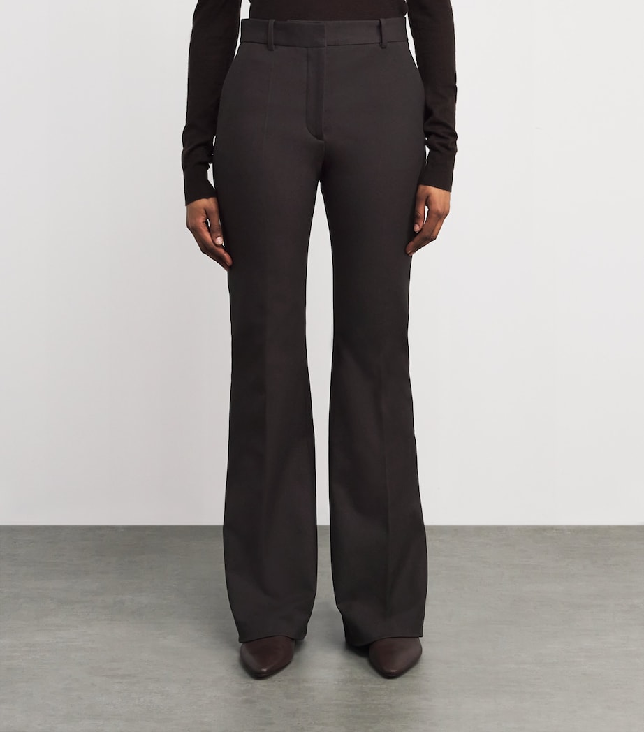 Joseph Womens Stretch-Gabardine Tafira Flared Trousers Cocoa Image 3