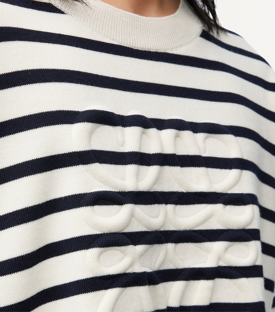 Wool-Blend Anagram Sweater OFF-WHITE/NAVY Image 6