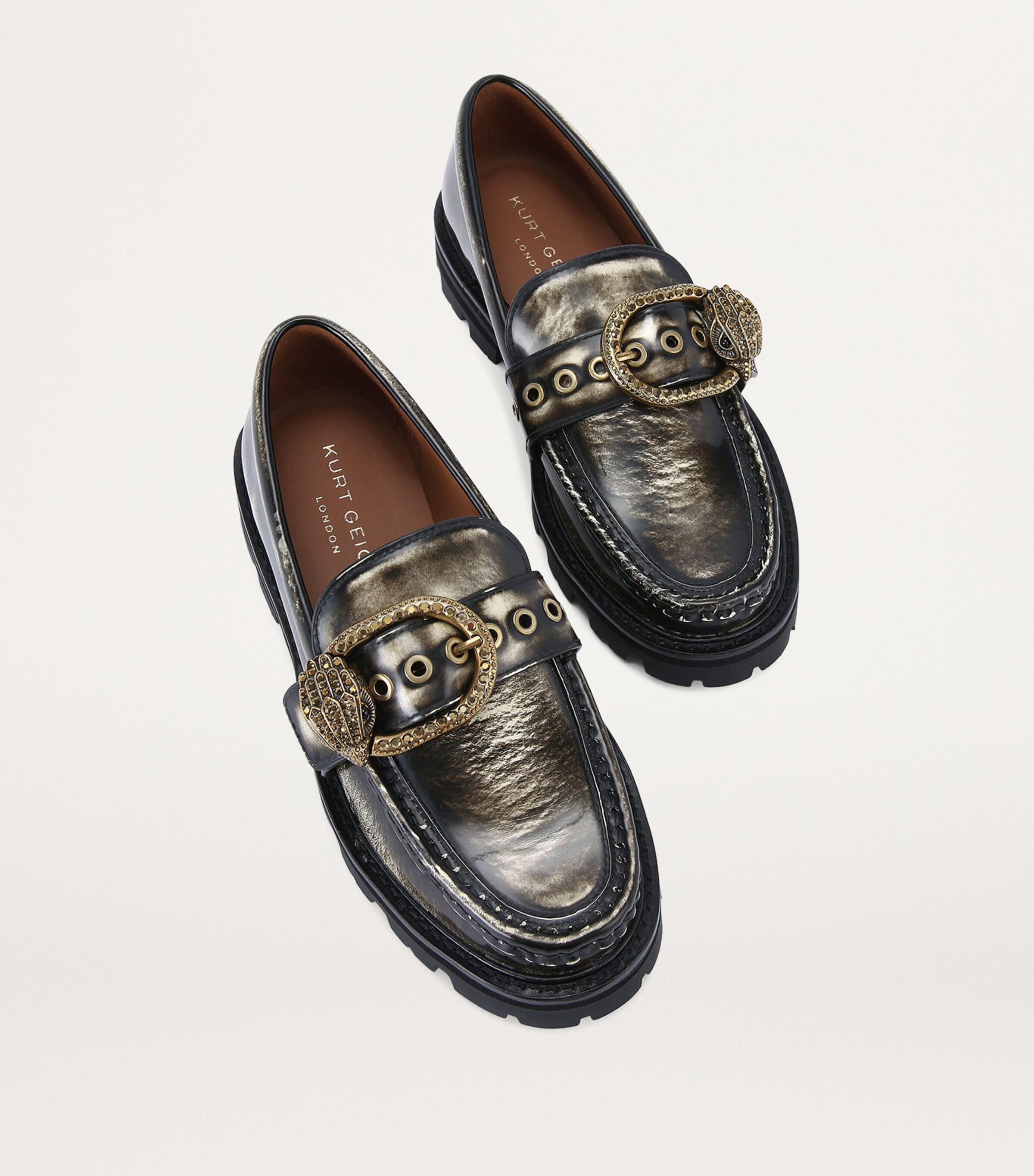 Kurt Geiger London Leather Mayfair Chunky Loafers 55 Blk/white Image 4