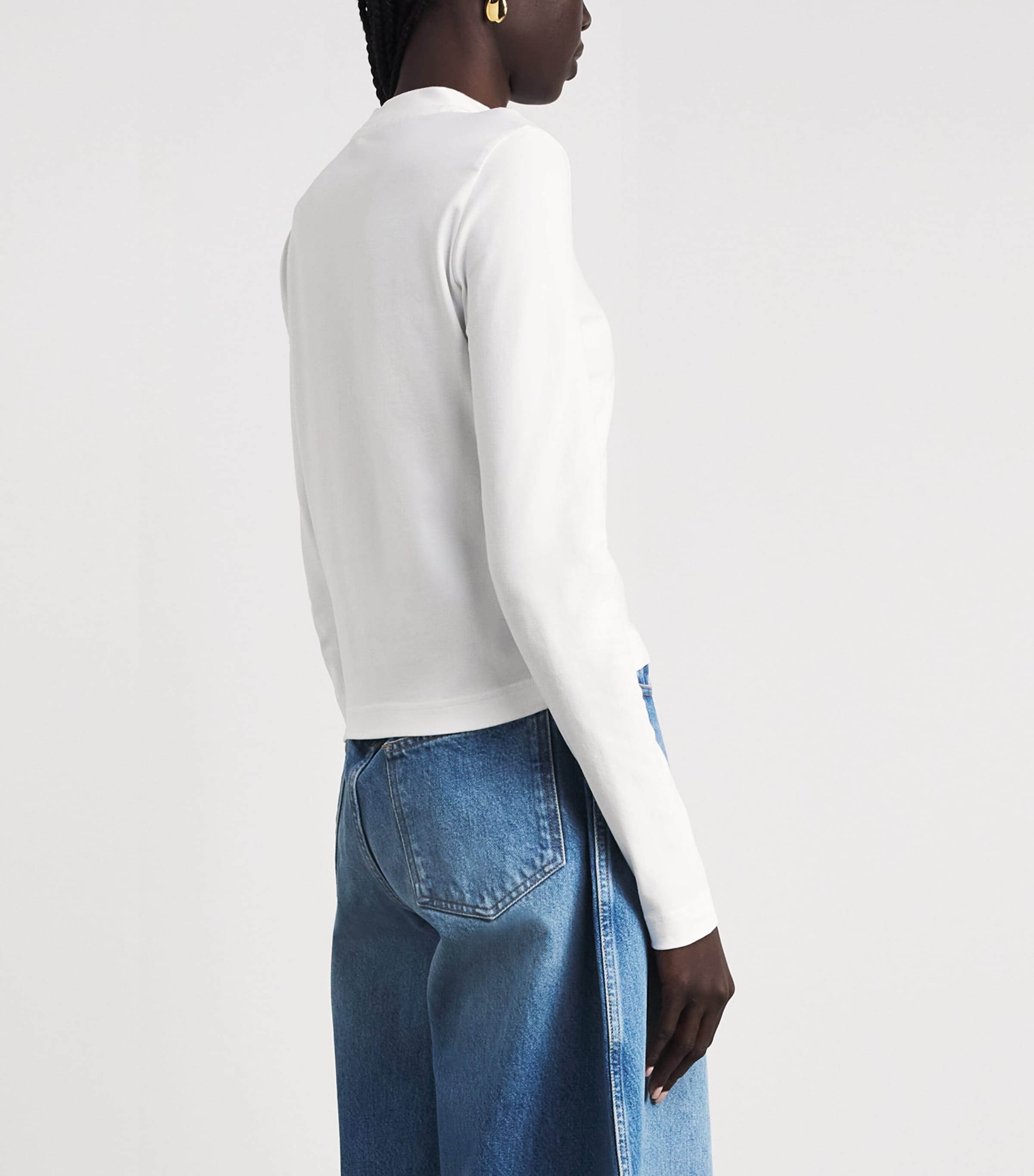 Jacquemus Womens Logo Long-Sleeve T-Shirt White Image 5