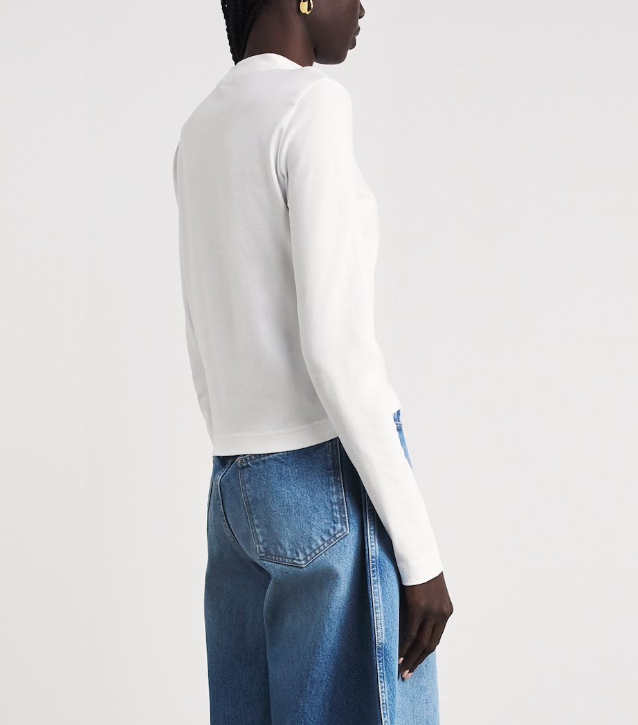 Jacquemus Womens Logo Long-Sleeve T-Shirt White Image 5