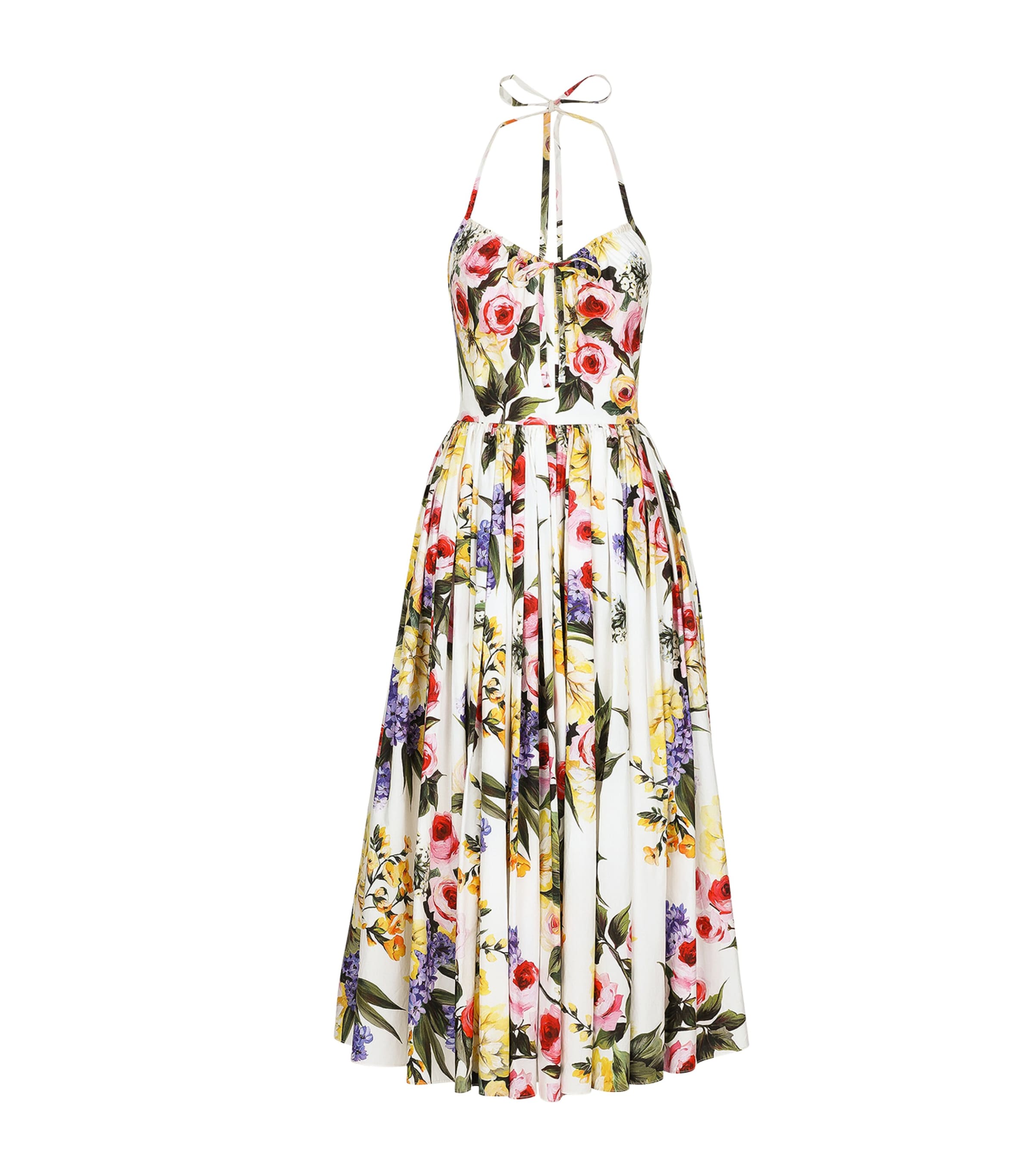 Shop Dolce & Gabbana Floral Halterneck Dress