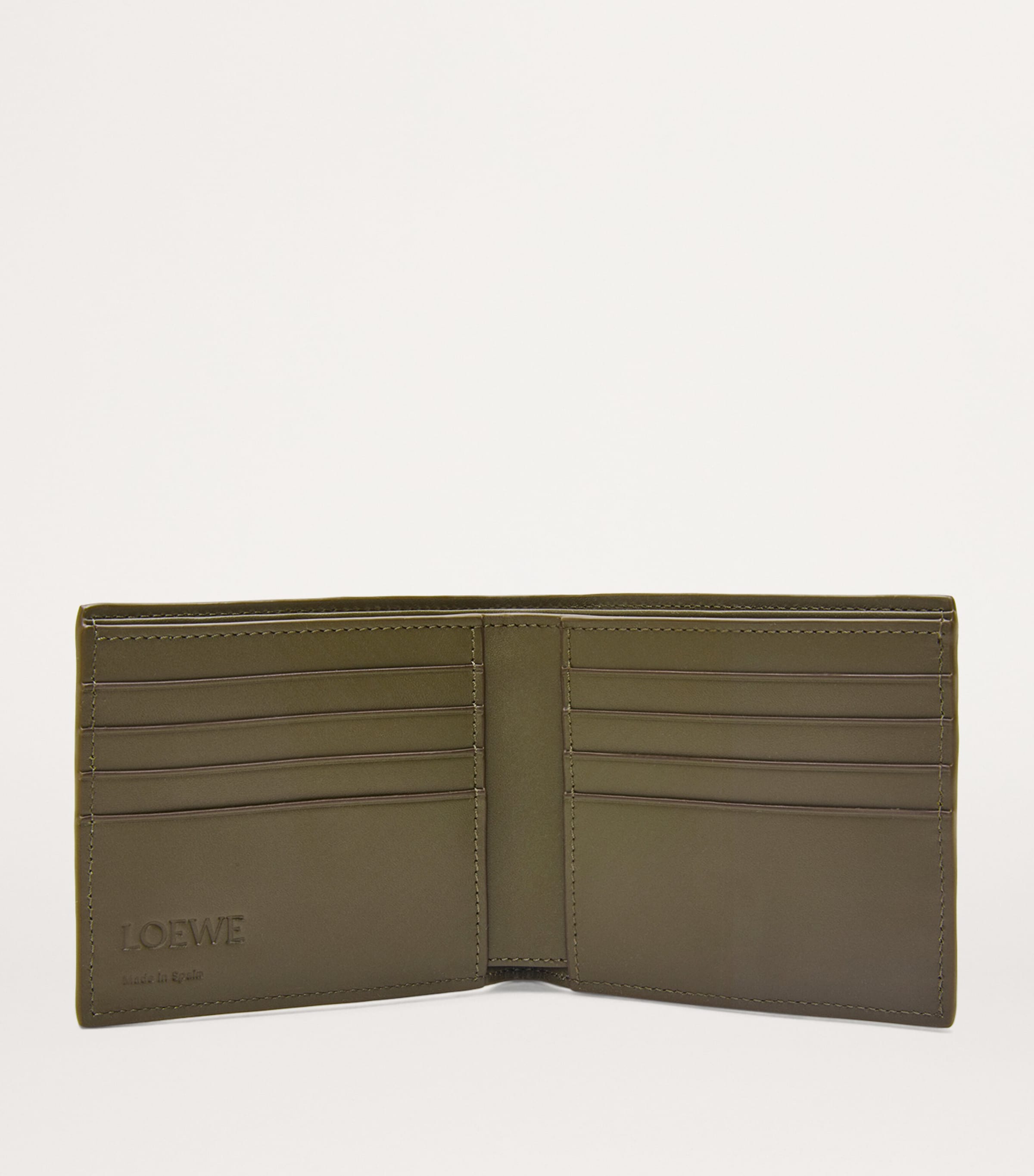 Textured Leather Bifold Wallet DARK KHAKI GREEN Image 2