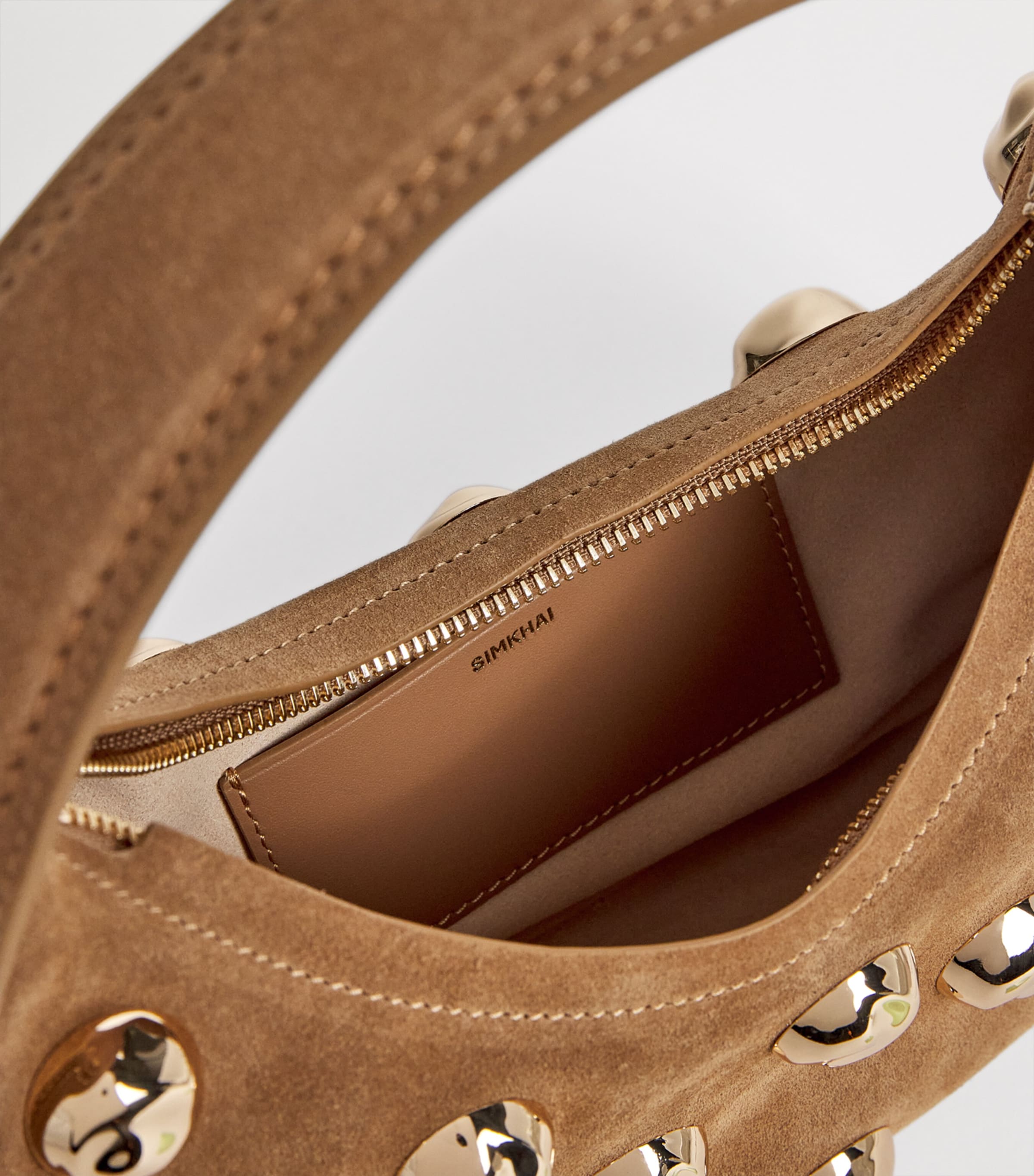 Suede Embellished Finn Shoulder Bag CAMEL Image 4