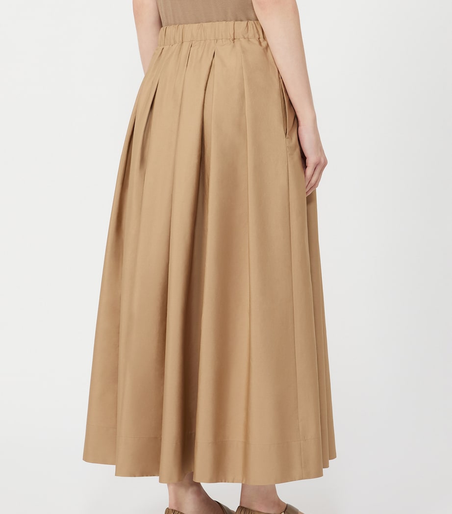 Max Mara Womens Cotton Pleated Pineta Midi Skirt Desert Image 3