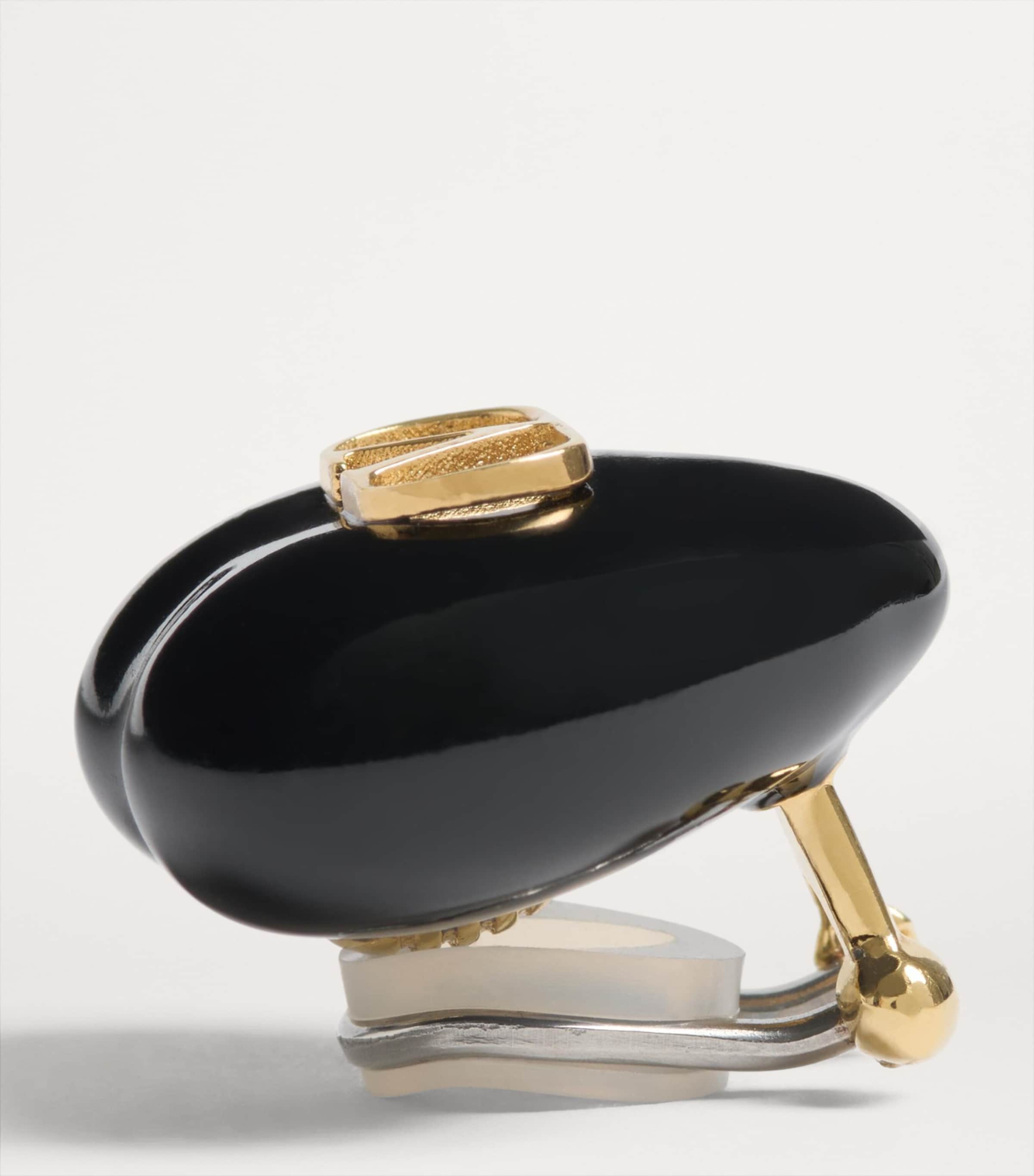 Valentino Garavani Black Heart VLogo Clip-On Earrings Valentino Garavani Black Heart VLogo Clip-On Earrings