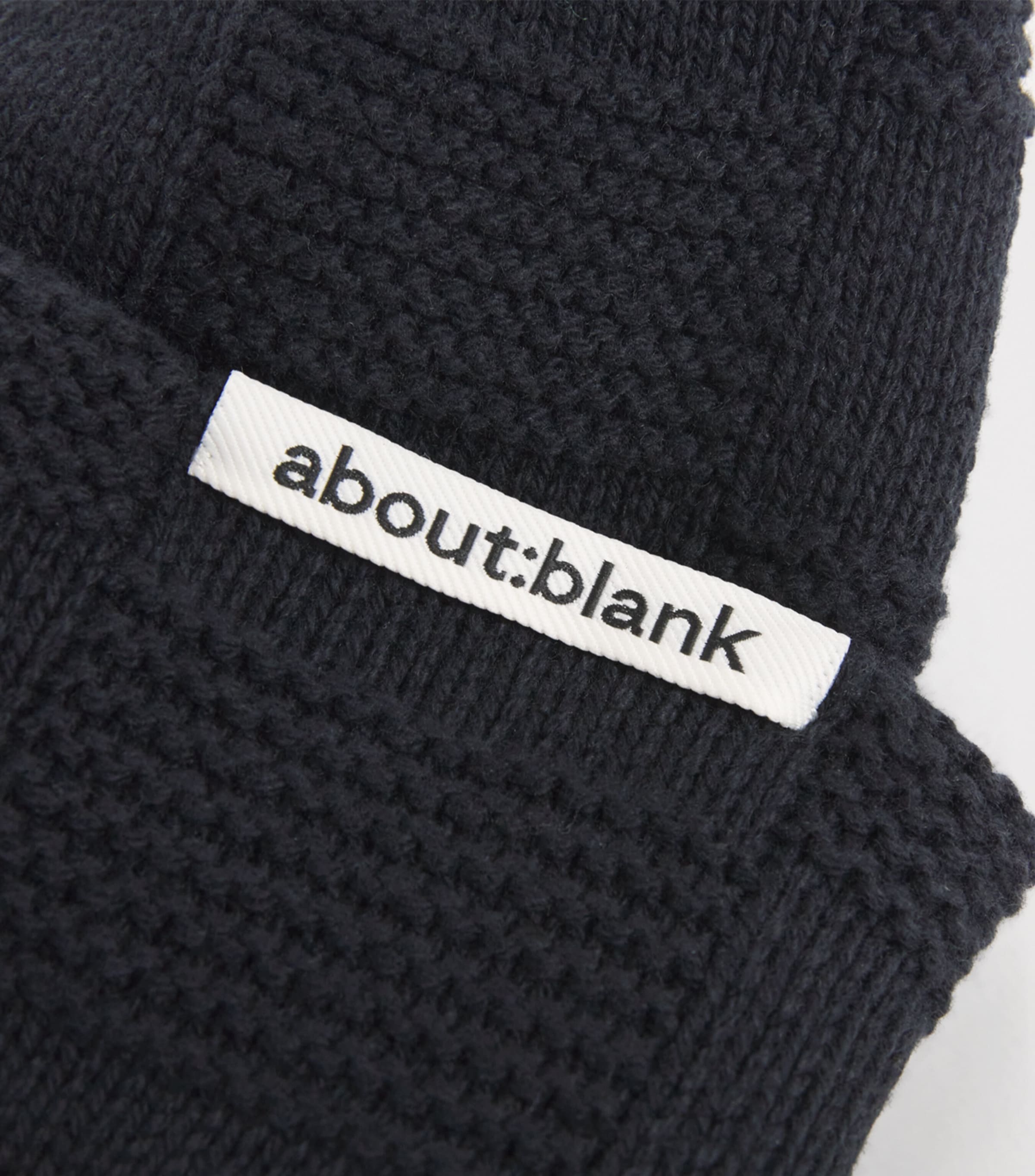Cotton Knit Chequerboard Beanie BLACK Image 4