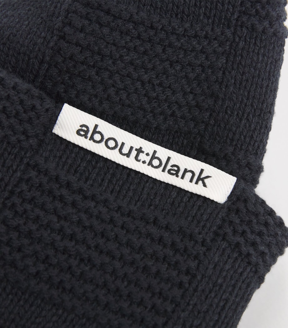 Cotton Knit Chequerboard Beanie BLACK Image 4