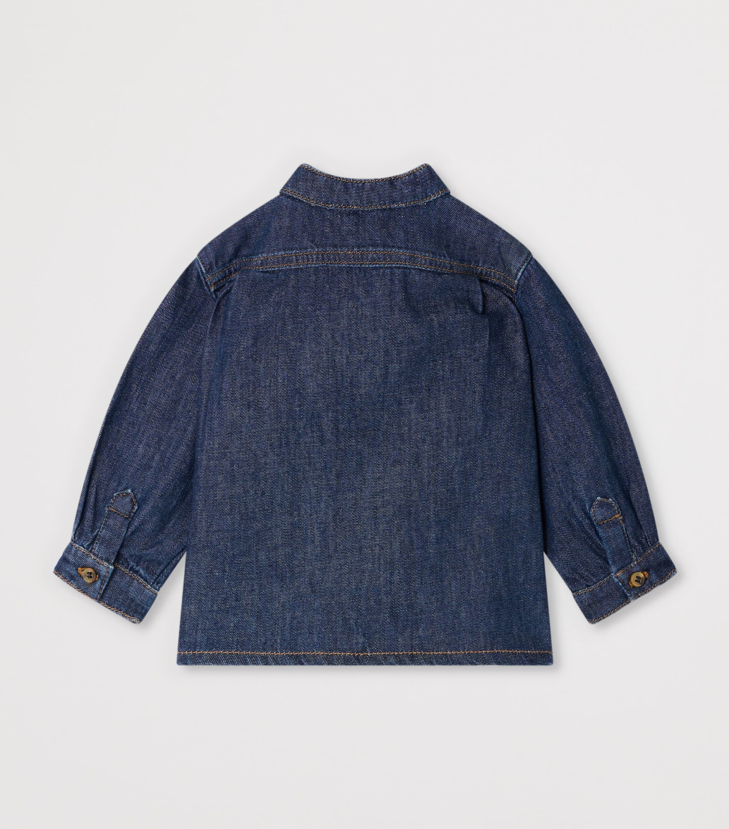 Bonpoint Cotton Denim Shirt (6-18 Months) Jean Fonce Image 2
