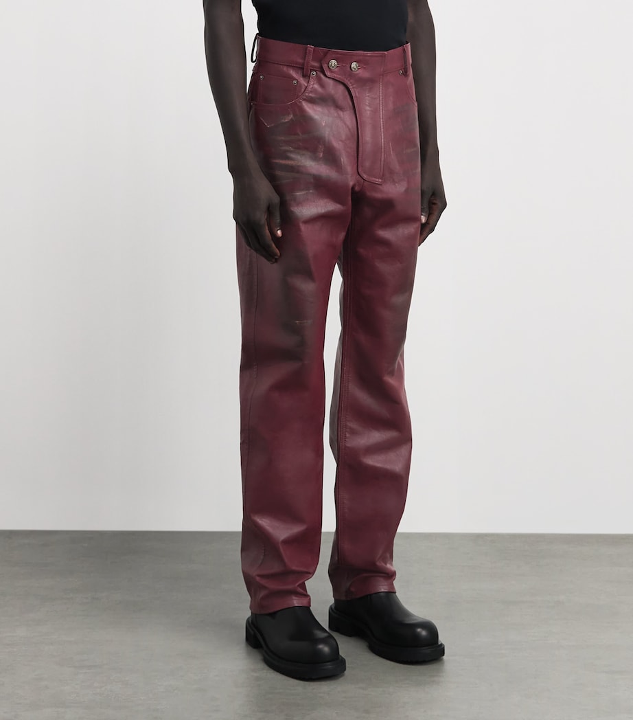 424 Mens Leather Moto Trousers Pigeon Bld Image 4