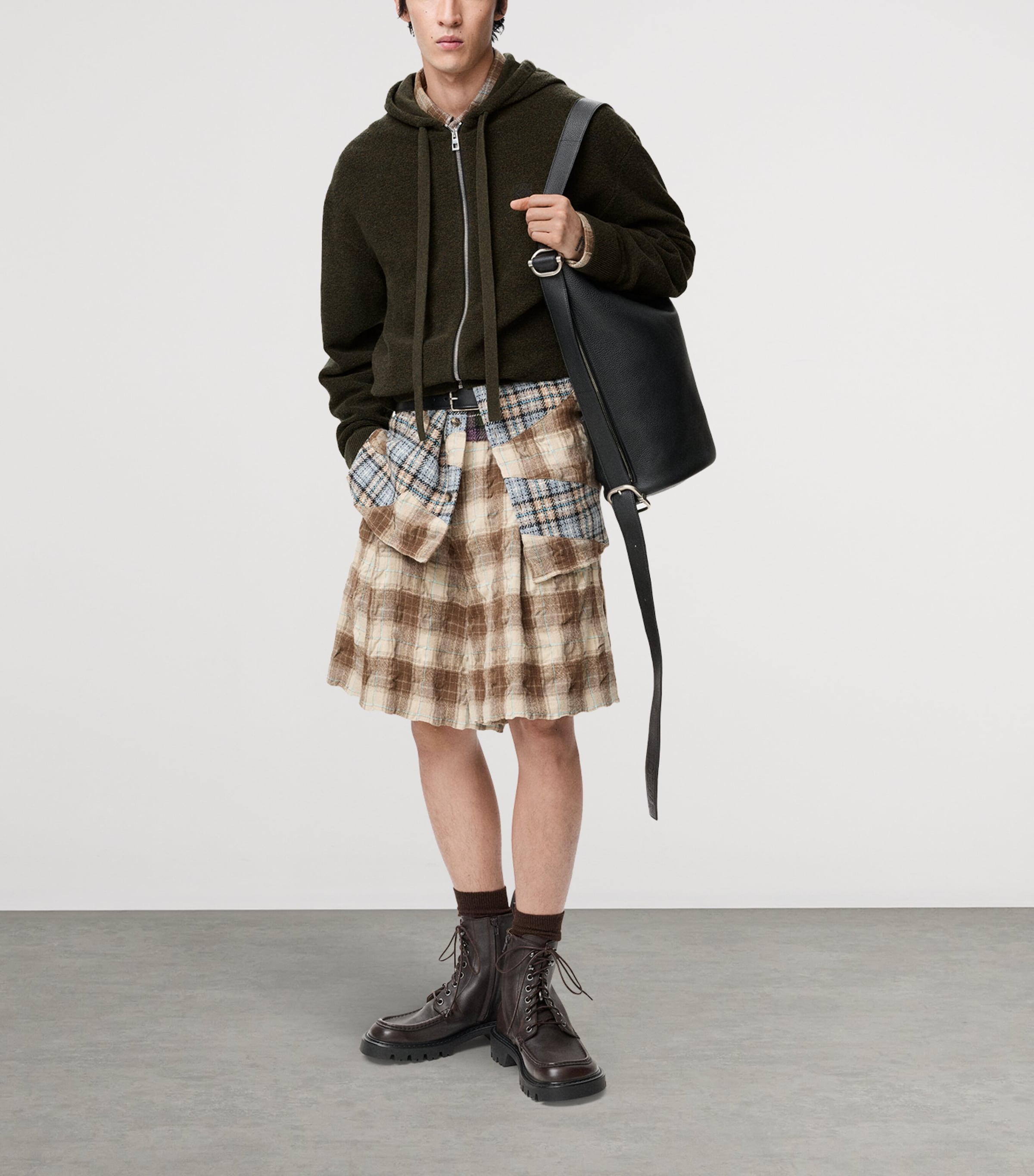 Wool-Blend Terry Anagram Hoodie KHAKI GREEN Image 2