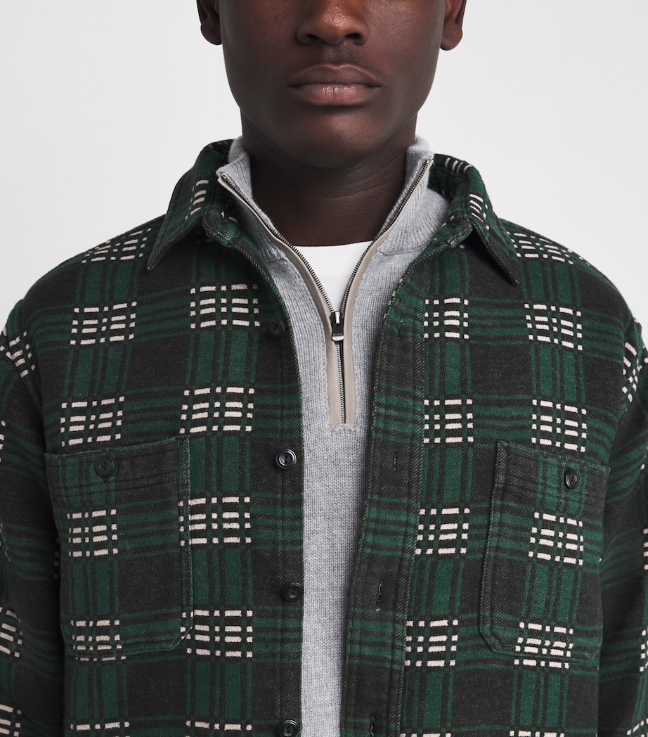 Cotton Check Flannel Overshirt GREEN Image 6
