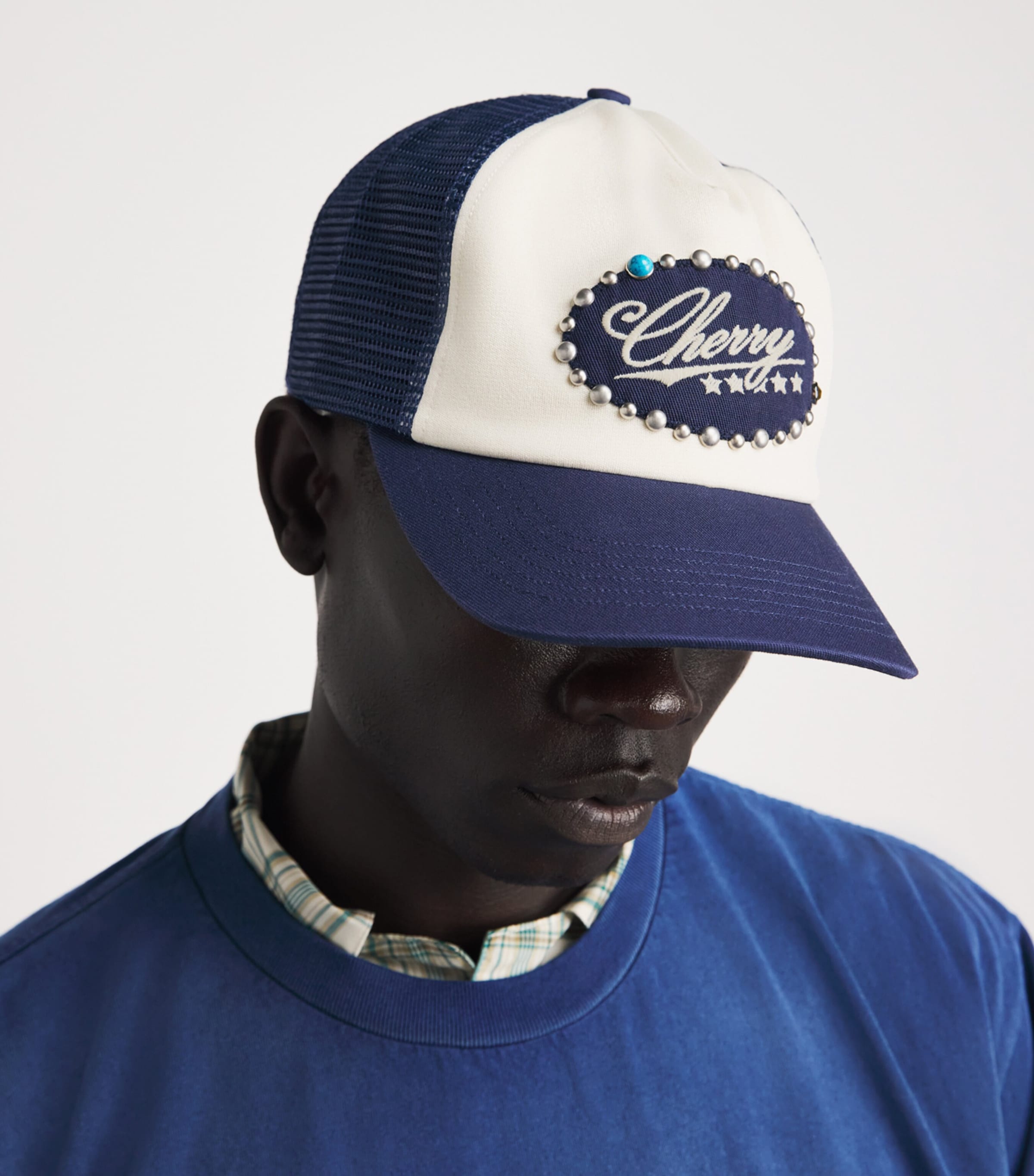 Cherry Los Angeles Turquoise Cherry Trucker Cap Navy Image 2