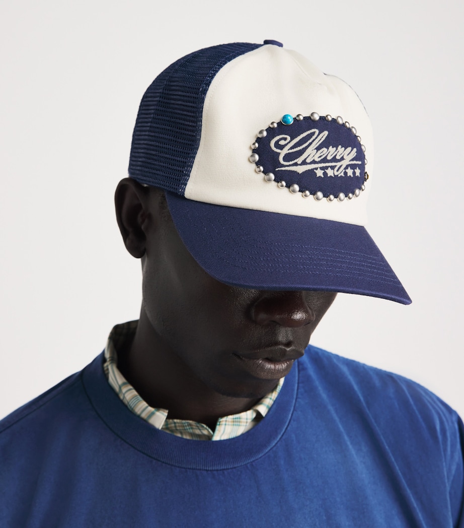 Cherry Los Angeles Turquoise Cherry Trucker Cap Navy Image 2
