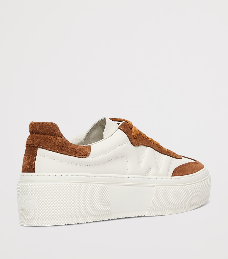 Weekend Max Mara Leather Platform Sneakers Tobacco Image 5