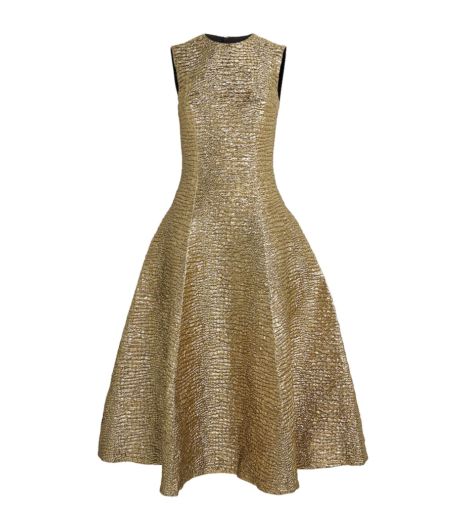 Metallic Seersucker Mara Midi Dress GOLD Image 1