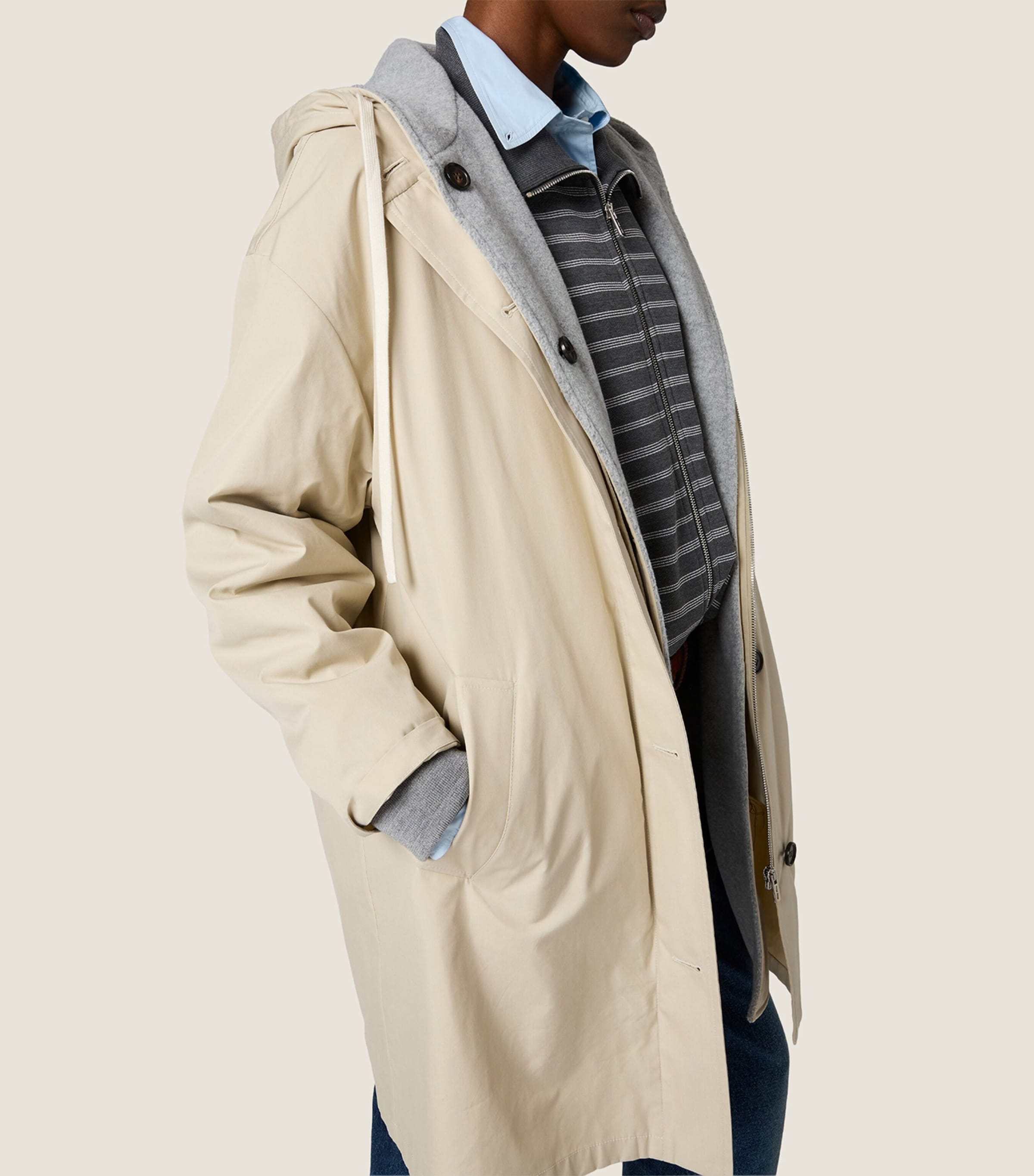 Miu Miu Womens Panama Cotton Hooded Jacket Neutral Image 5