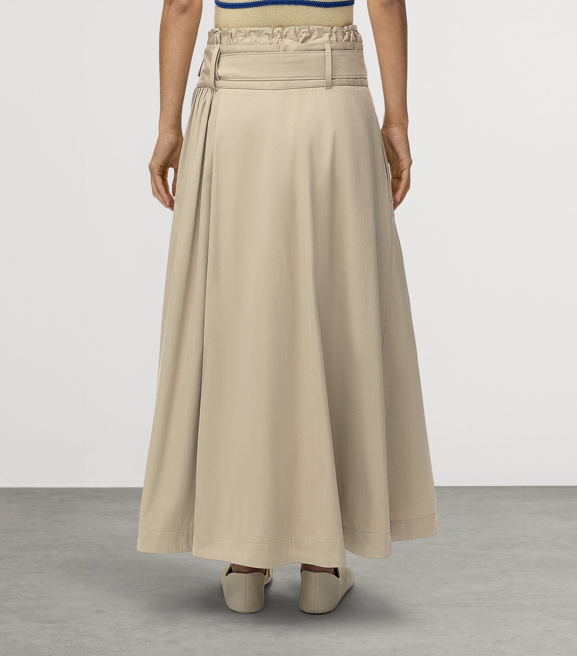 LOEWE Womens Cotton-Silk Belted Maxi Skirt Beige Image 4