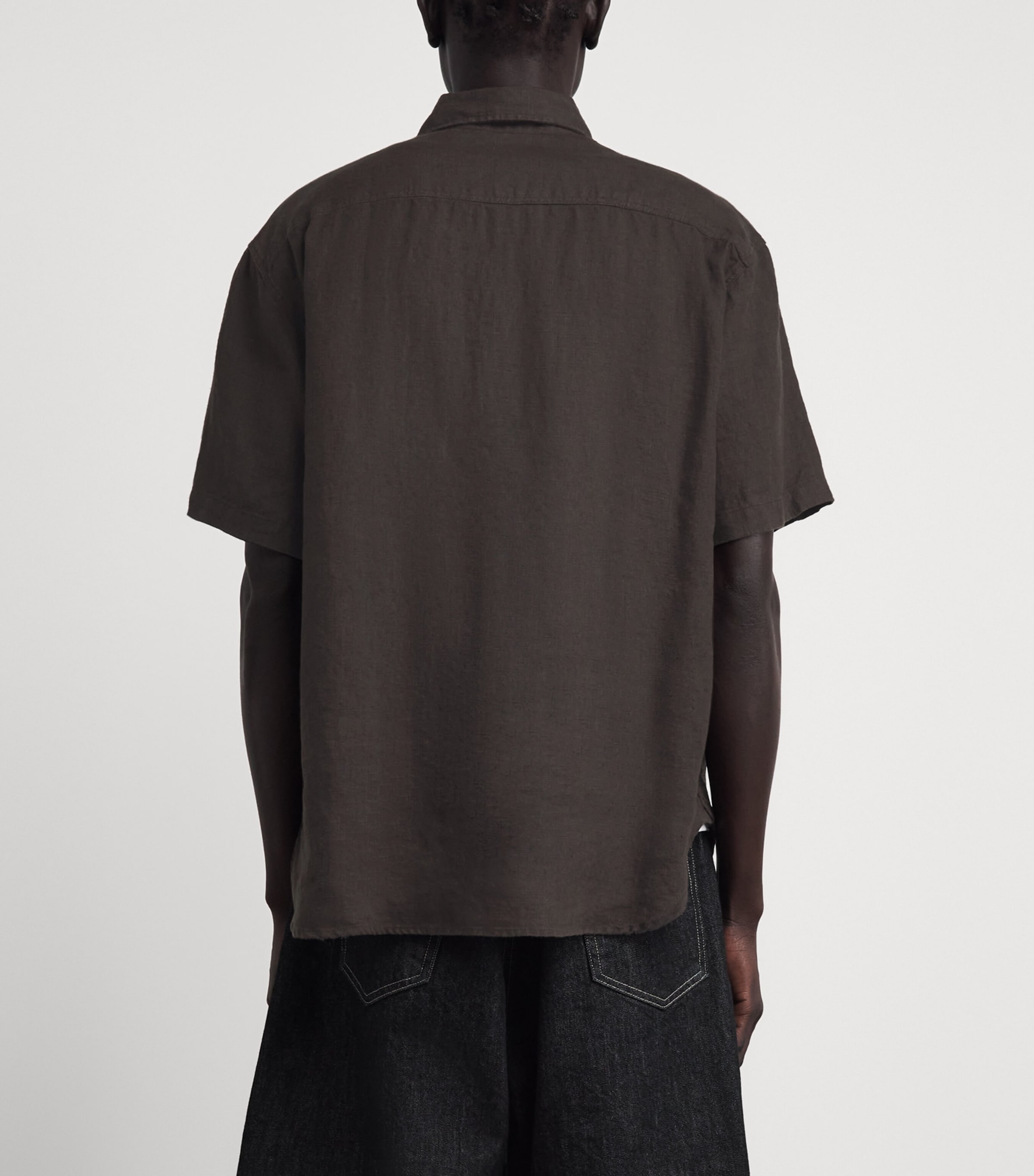 Oliver Spencer Mens Linen Penryn Shirt Brown Image 5