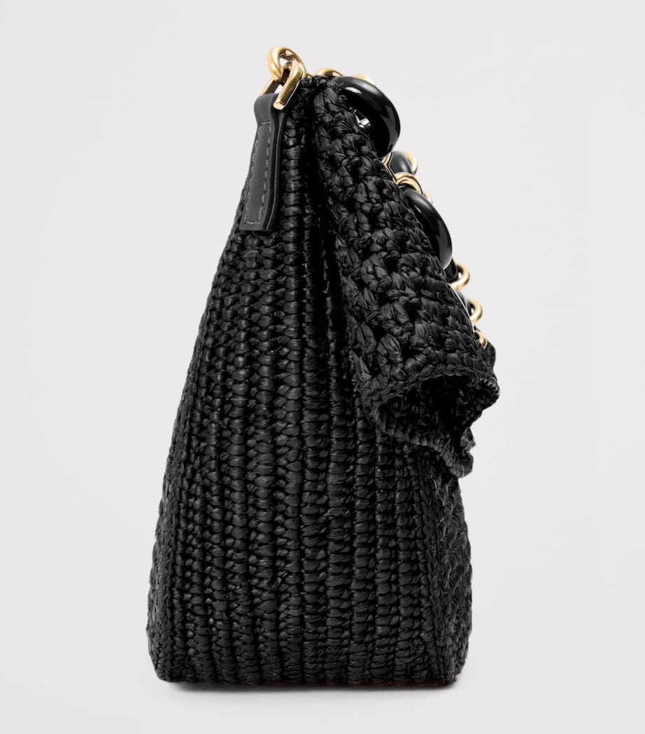 x Paula's Ibiza Medium Raffia Ola Shoulder Bag BLACK Image 4