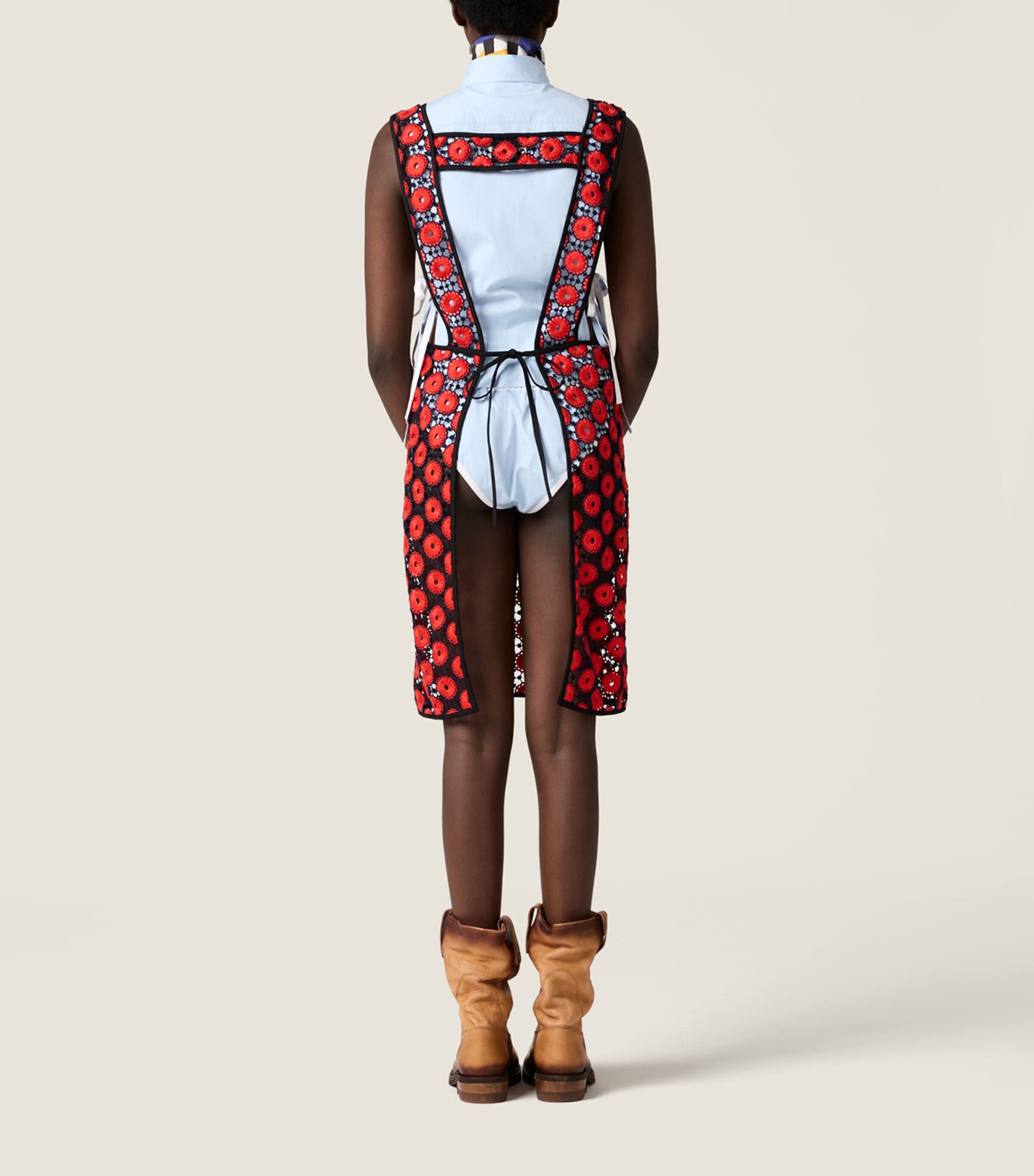 Miu Miu Womens Macramé Apron Midi Dress Image 3