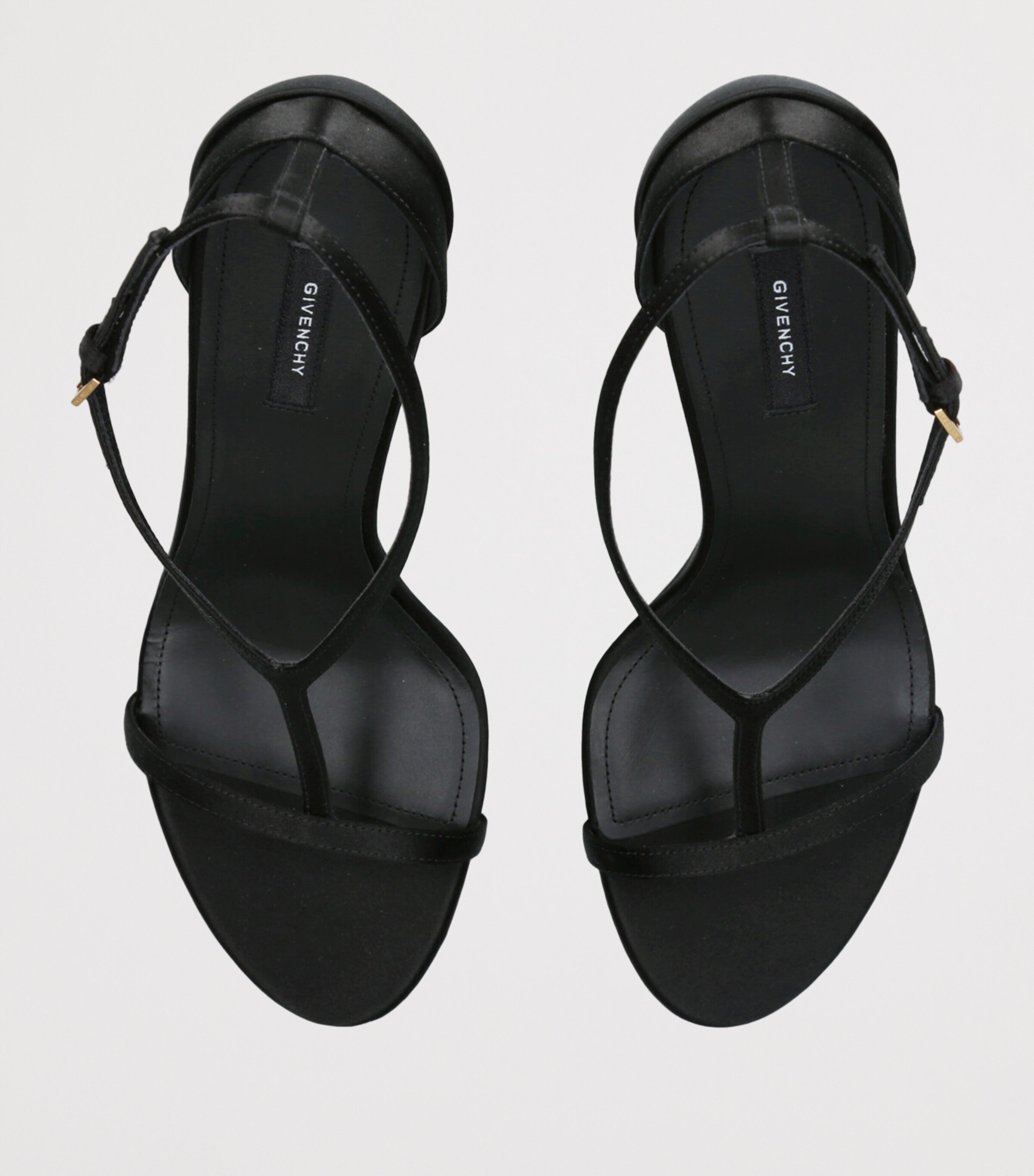 Leather Naked Heeled Sandals 95 BLACK Image 4