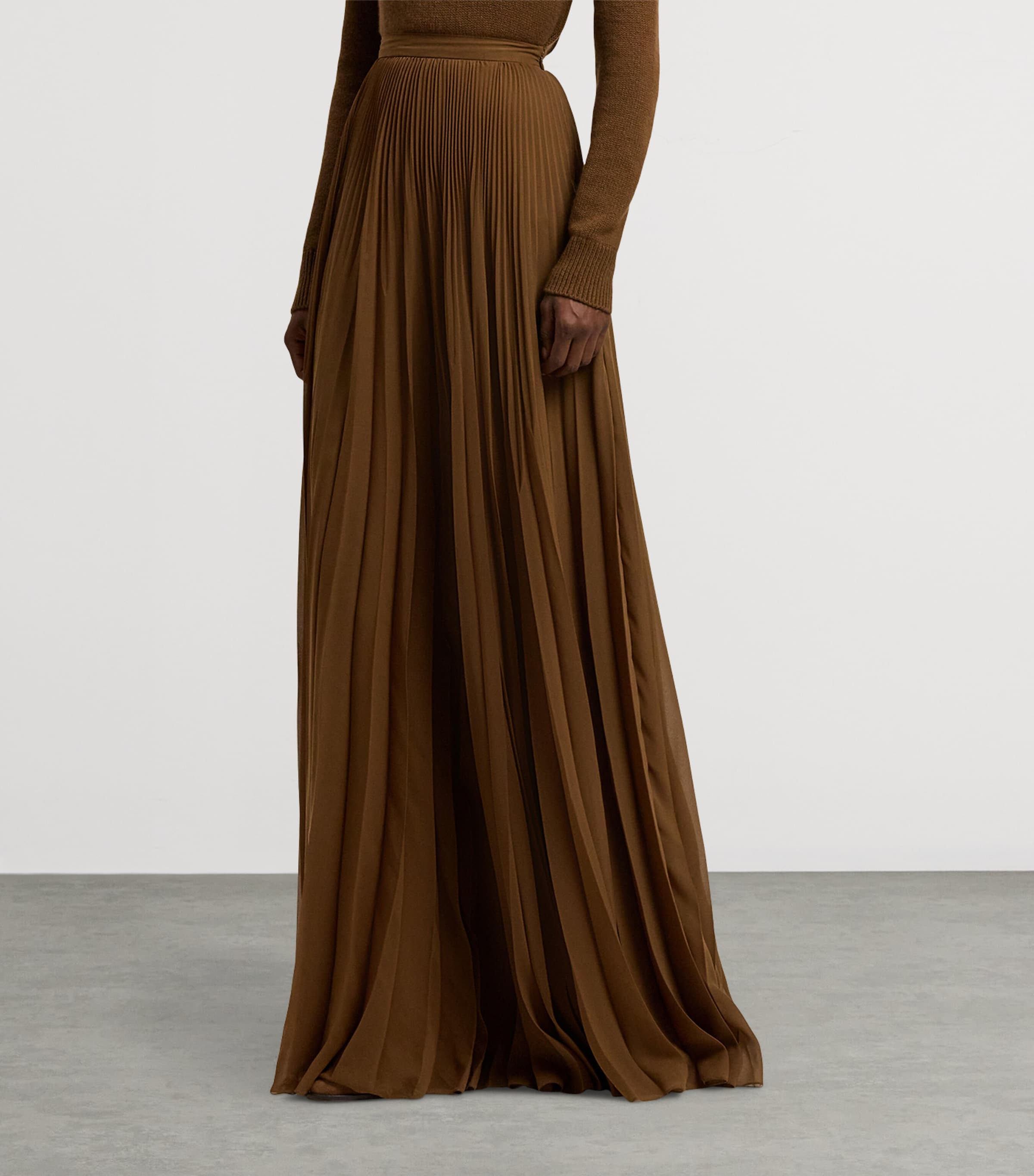 Chiffon Pleated Marsha Maxi Skirt COGNAC Image 6