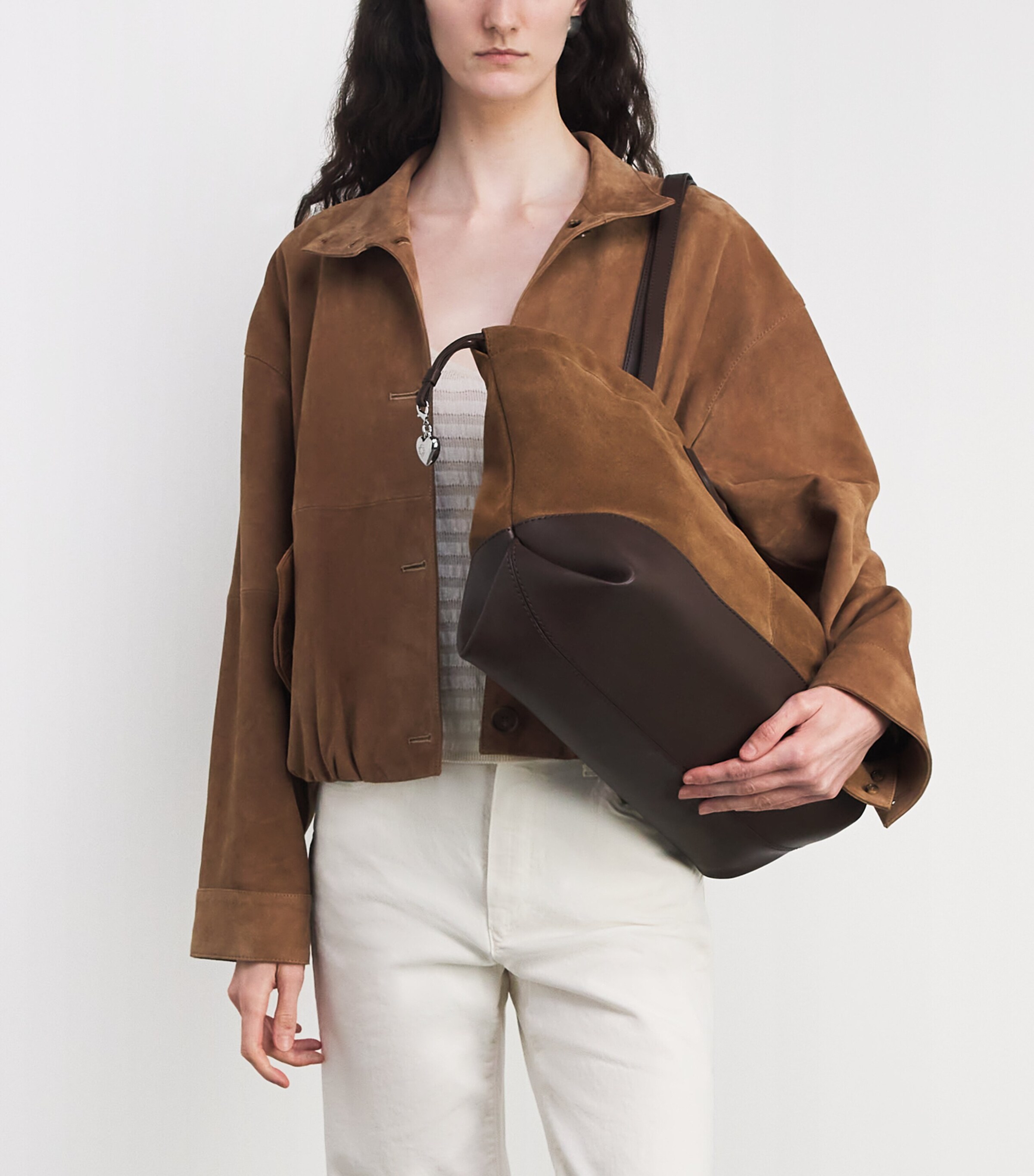 Maje Leather and Suede Milpi Tote Bag Camel/brown Image 2