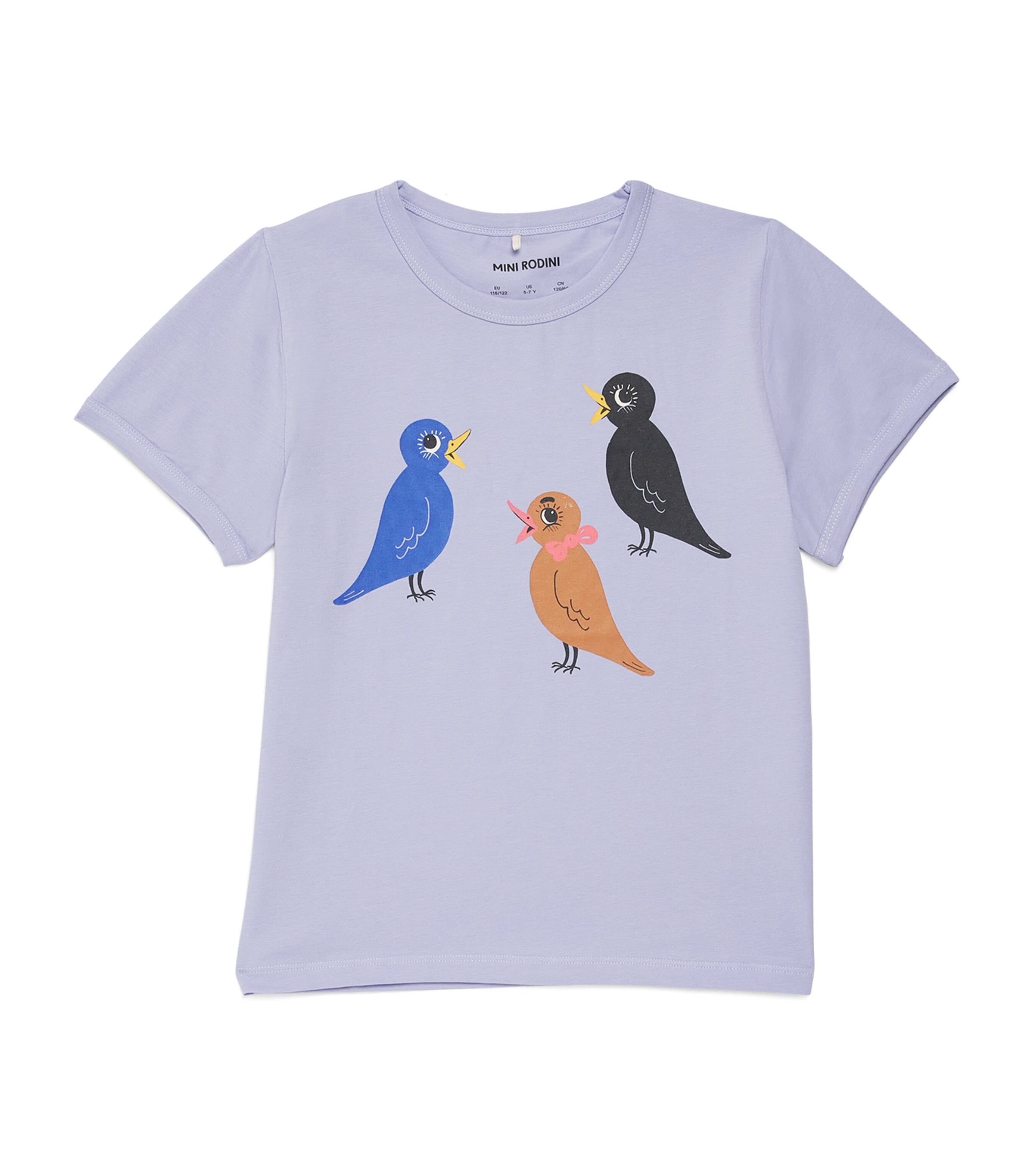 Mini Rodini Stretch-organic Cotton Three Birds T-shirt In Blue