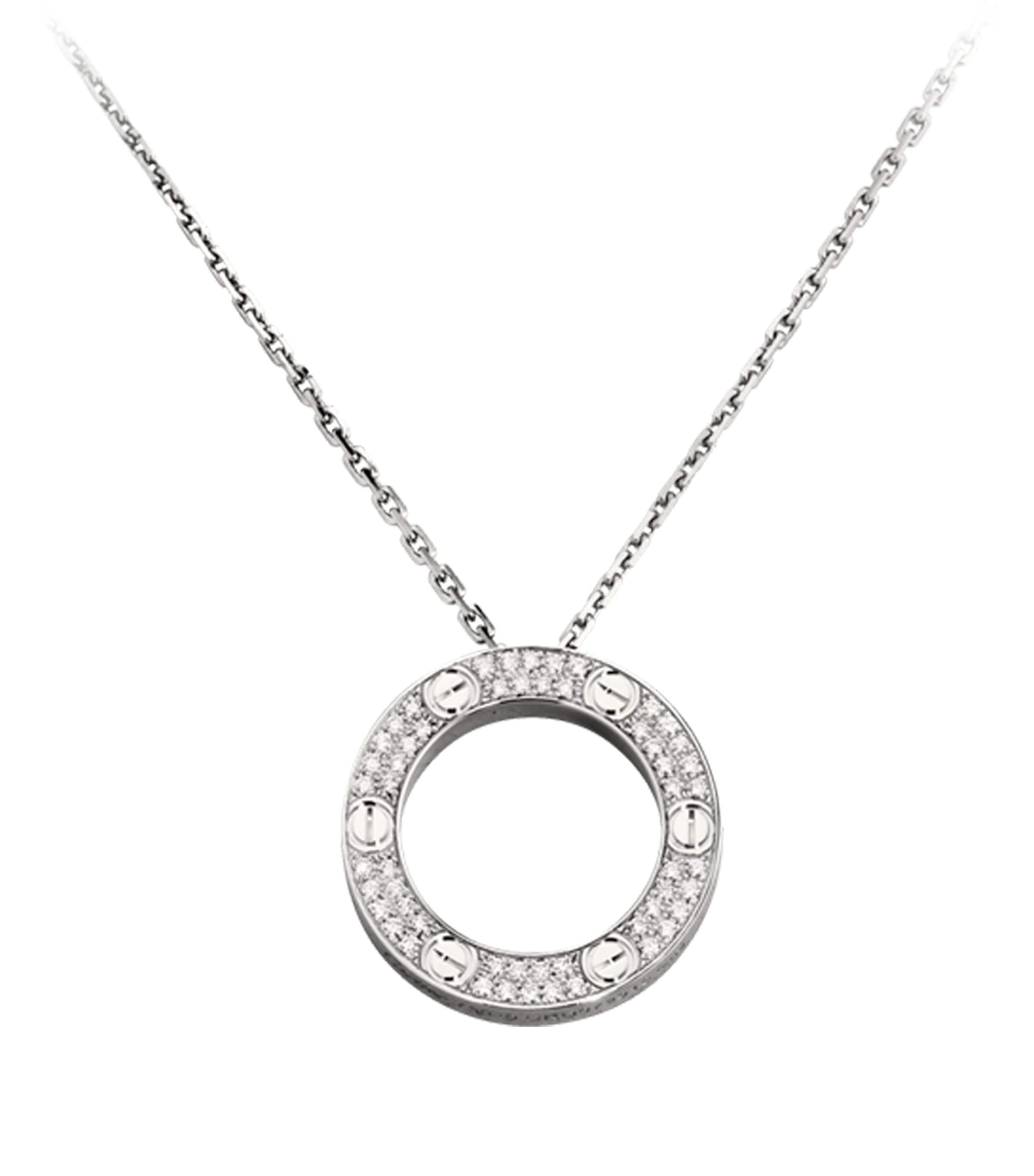 White Gold and Diamond LOVE Necklace WHITE GOLD Image 1