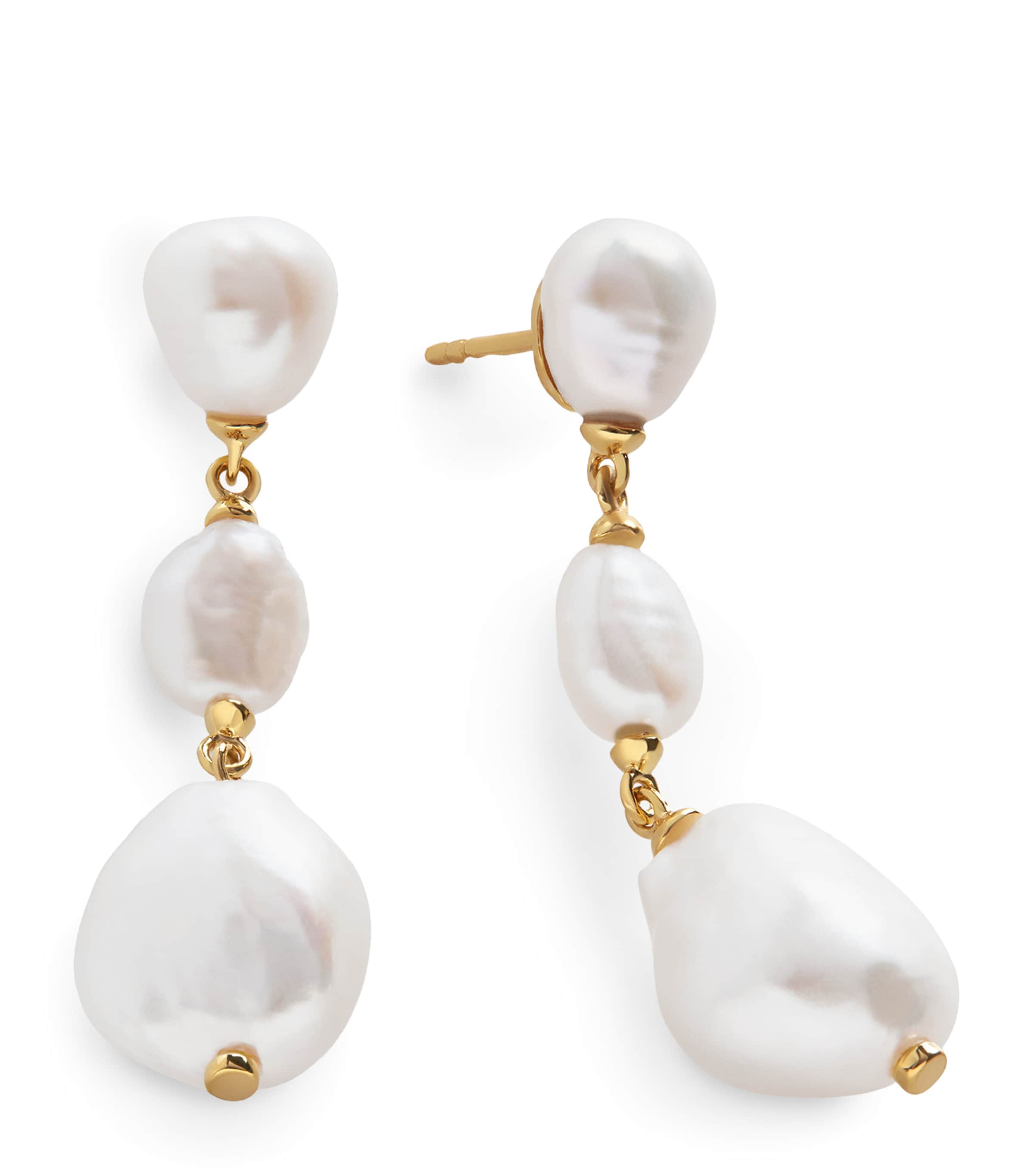 Monica Vinader Gold Vermeil And Pearl Nura Drop Earrings