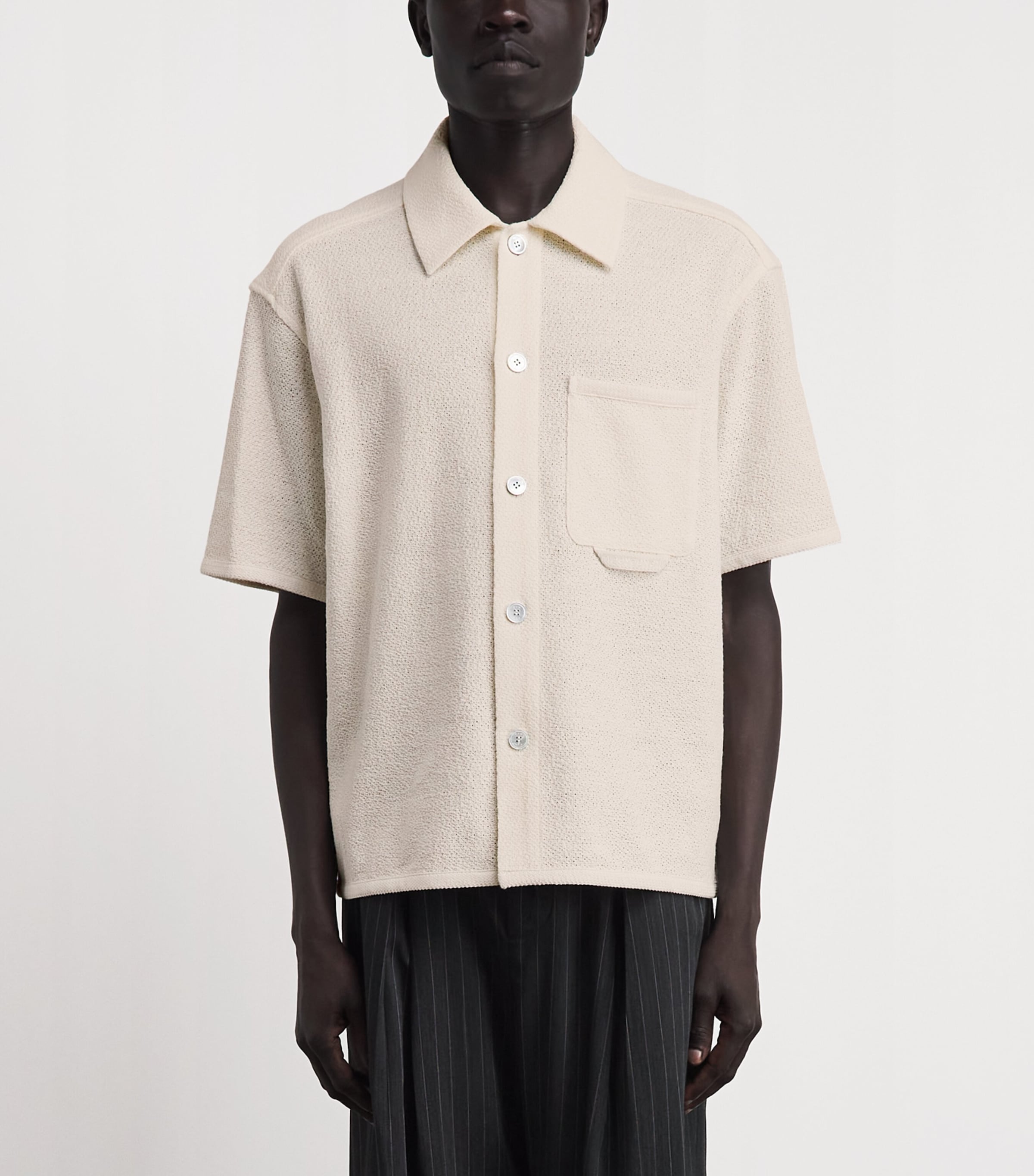 Wooyoungmi Mens Seersucker Short-Sleeve Shirt White Image 4