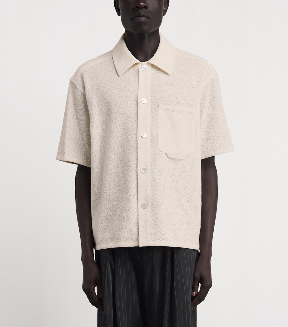 Wooyoungmi Mens Seersucker Short-Sleeve Shirt White Image 4