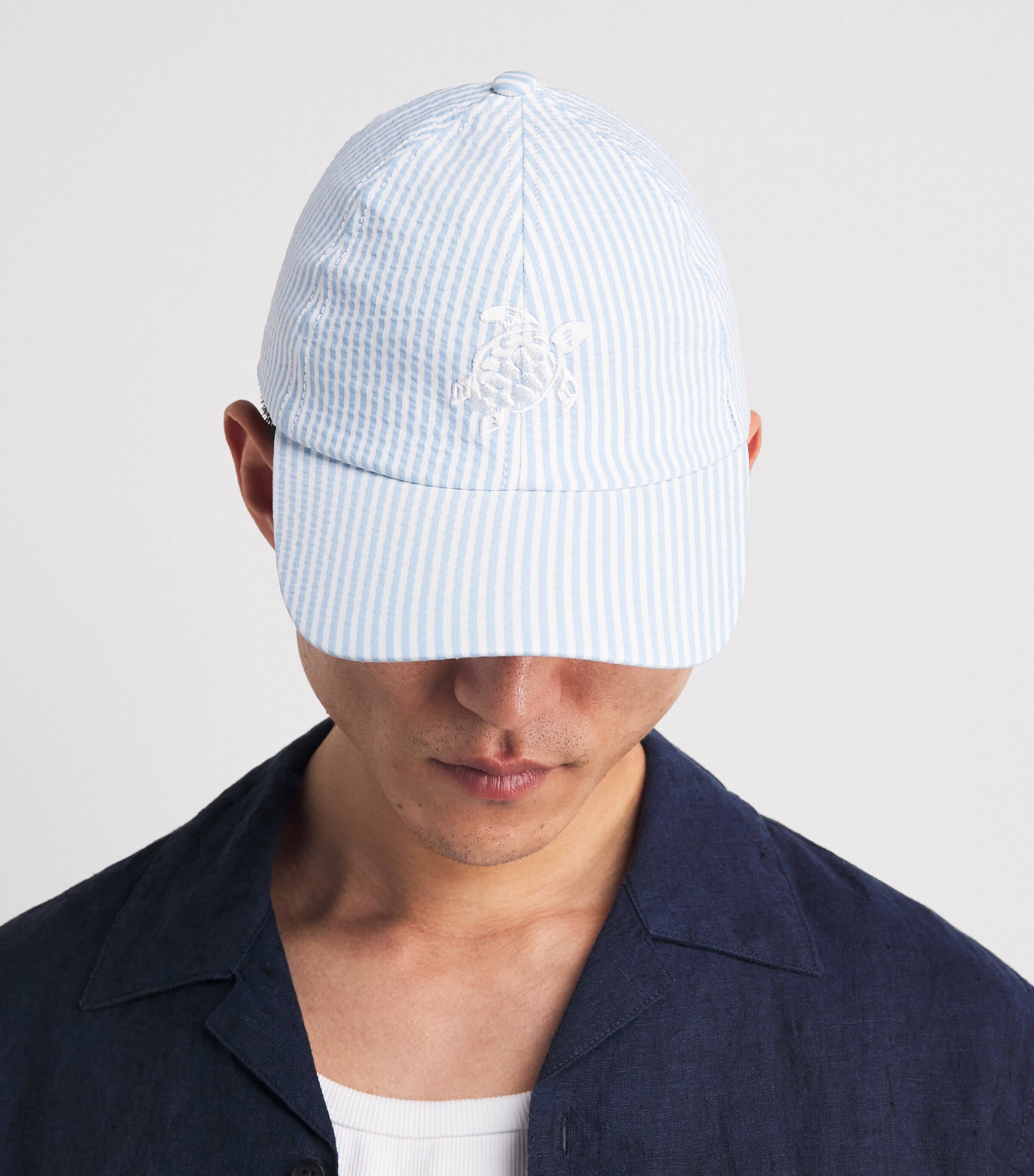 Vilebrequin Seersucker Stripe Turtle Baseball Cap Cloudy Image 2