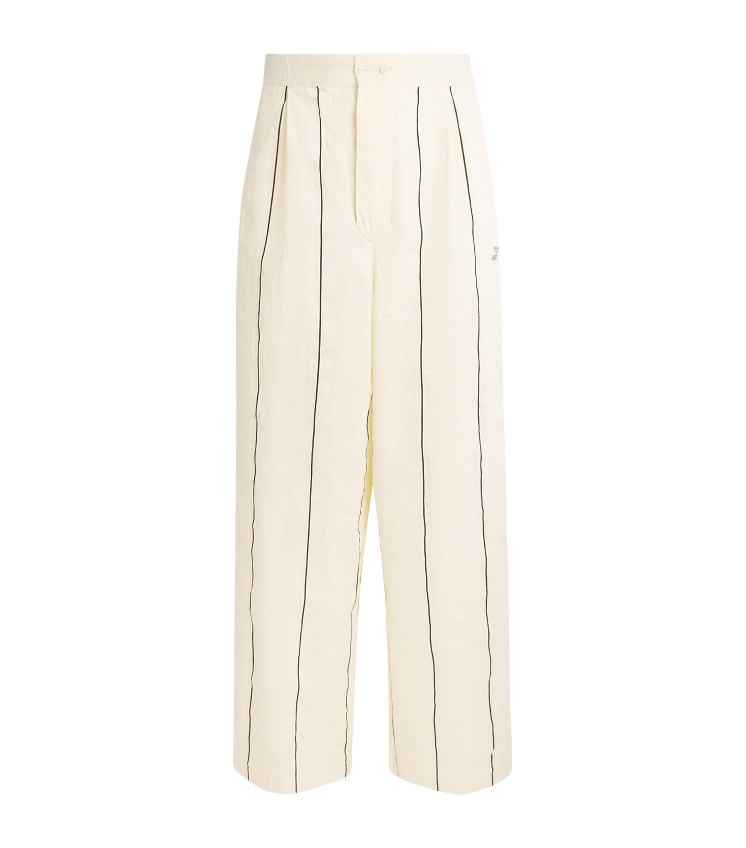 Jacquemus Mens Cotton-Silk Pyjama Trousers Stripe White/blk Image 1